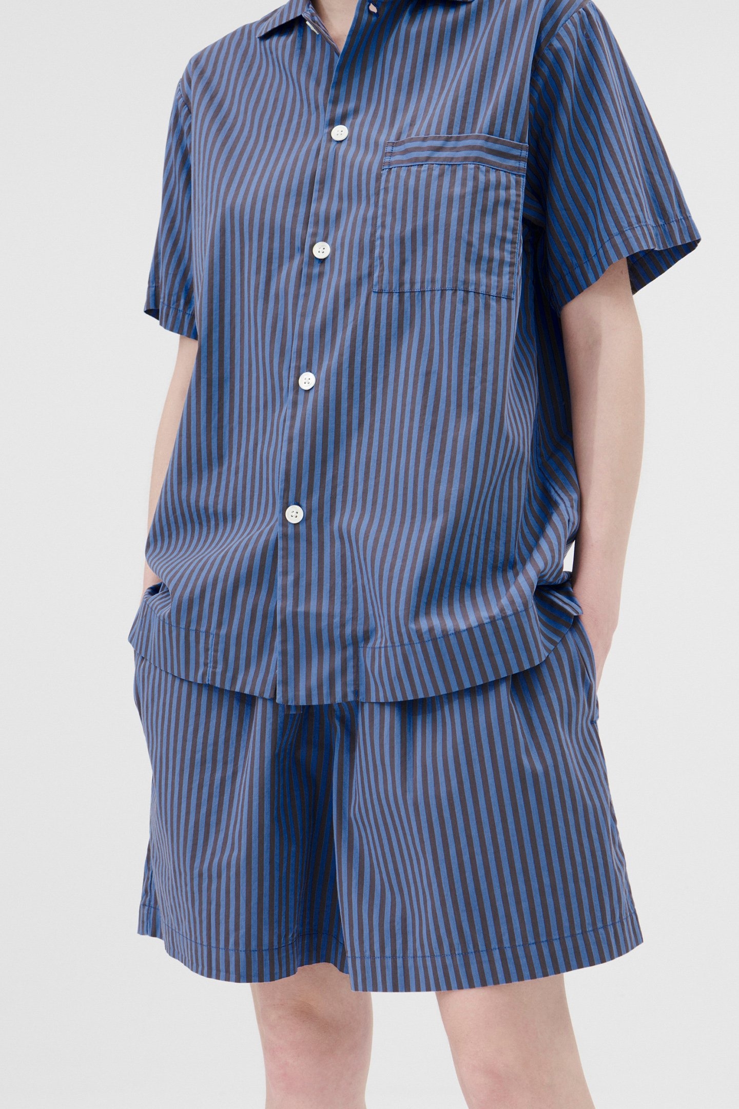 UNISEX POPLIN PYJAMAS SHORTS VERNEUIL STRIPES 1