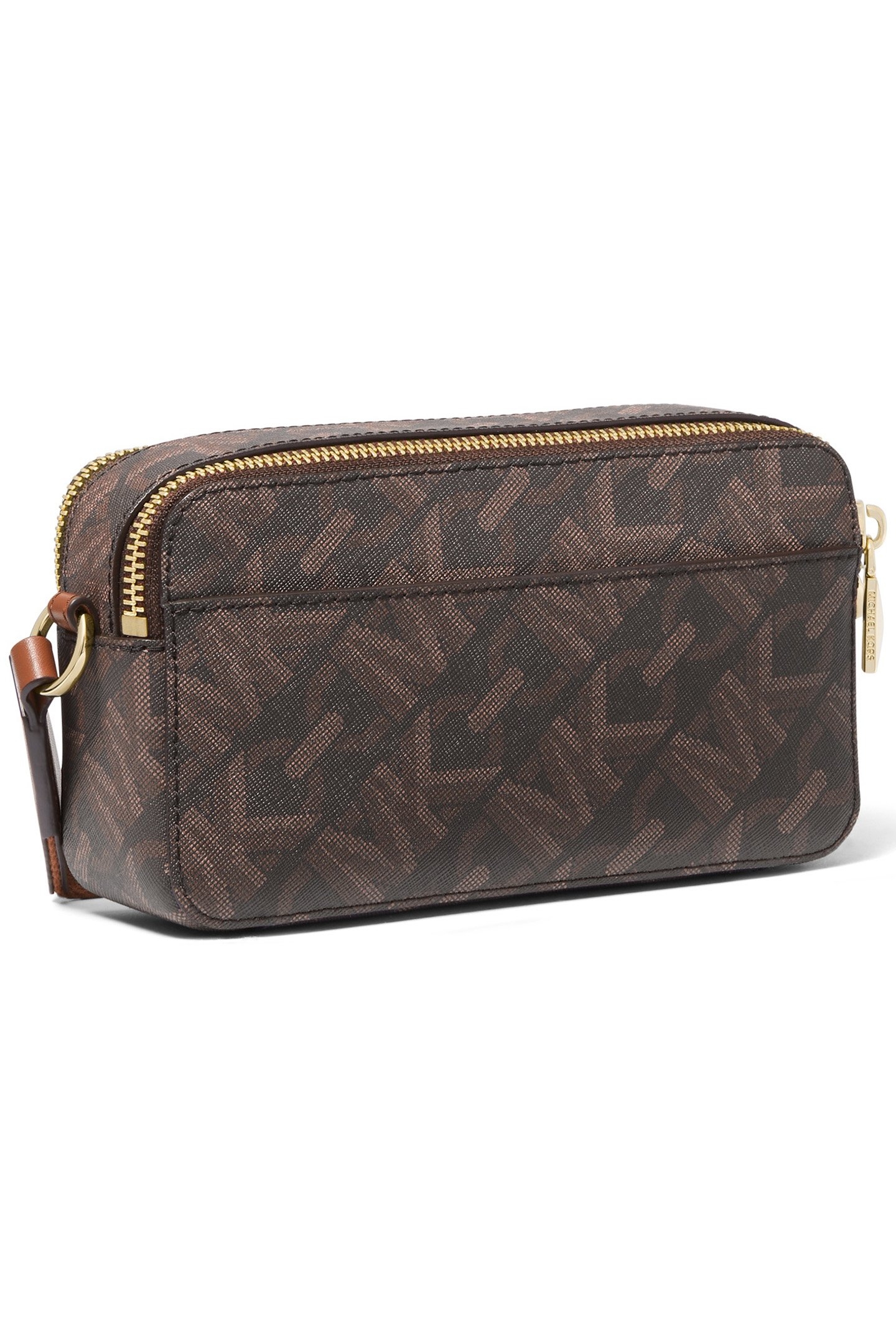 SMALL DOUBLE ZIP CAMERA CHAIN CROSS BODY BAG IN BROWN 3