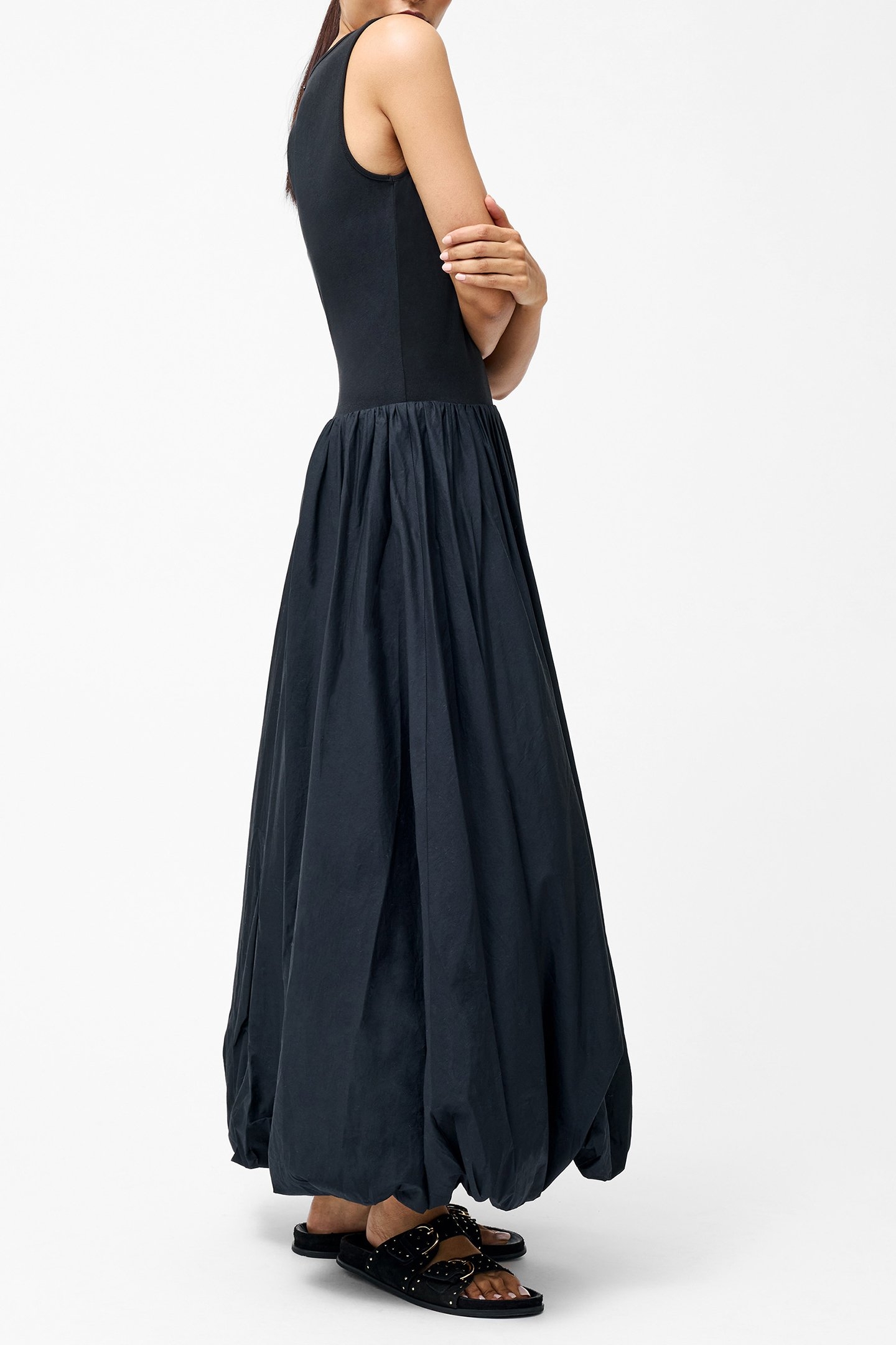 PHOEBE JERSEY WOVEN MIX MIDI BLACK 3