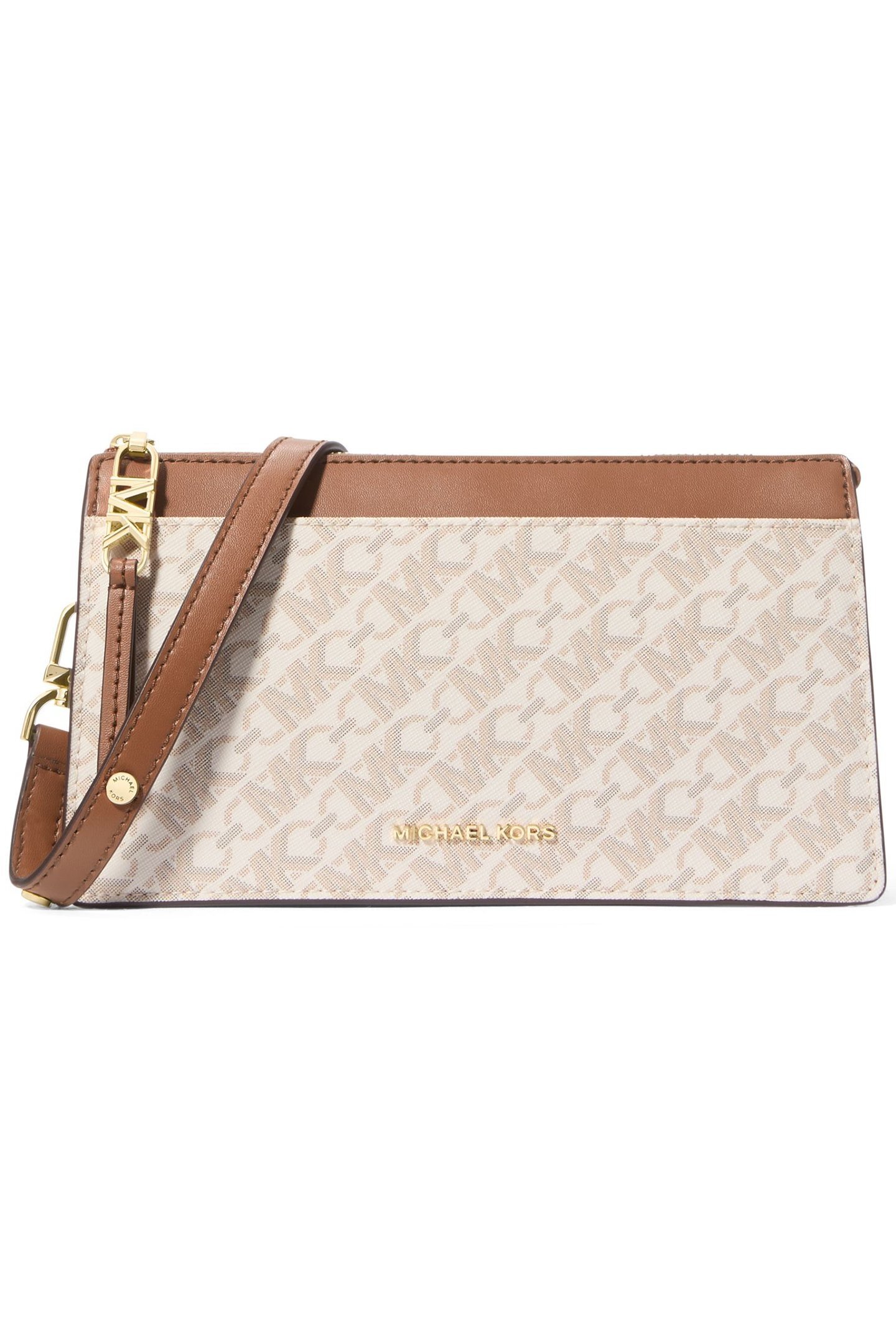 CROSS BODY BAG IN BROWN AND CREAM LOGO PRINT 1