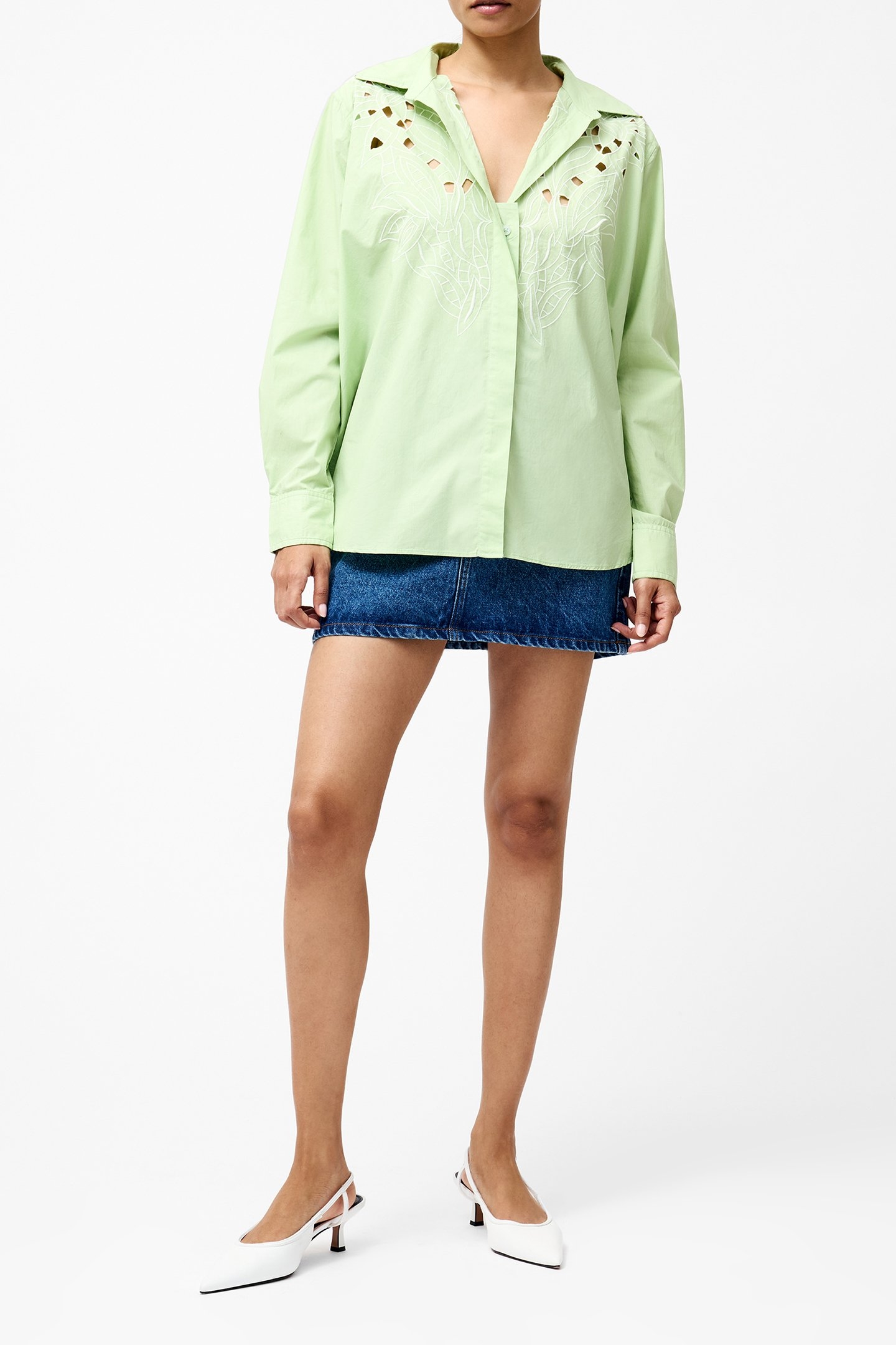 CAMBRIA COTTON LS BRODERIE SHI APPLE GREEN 1