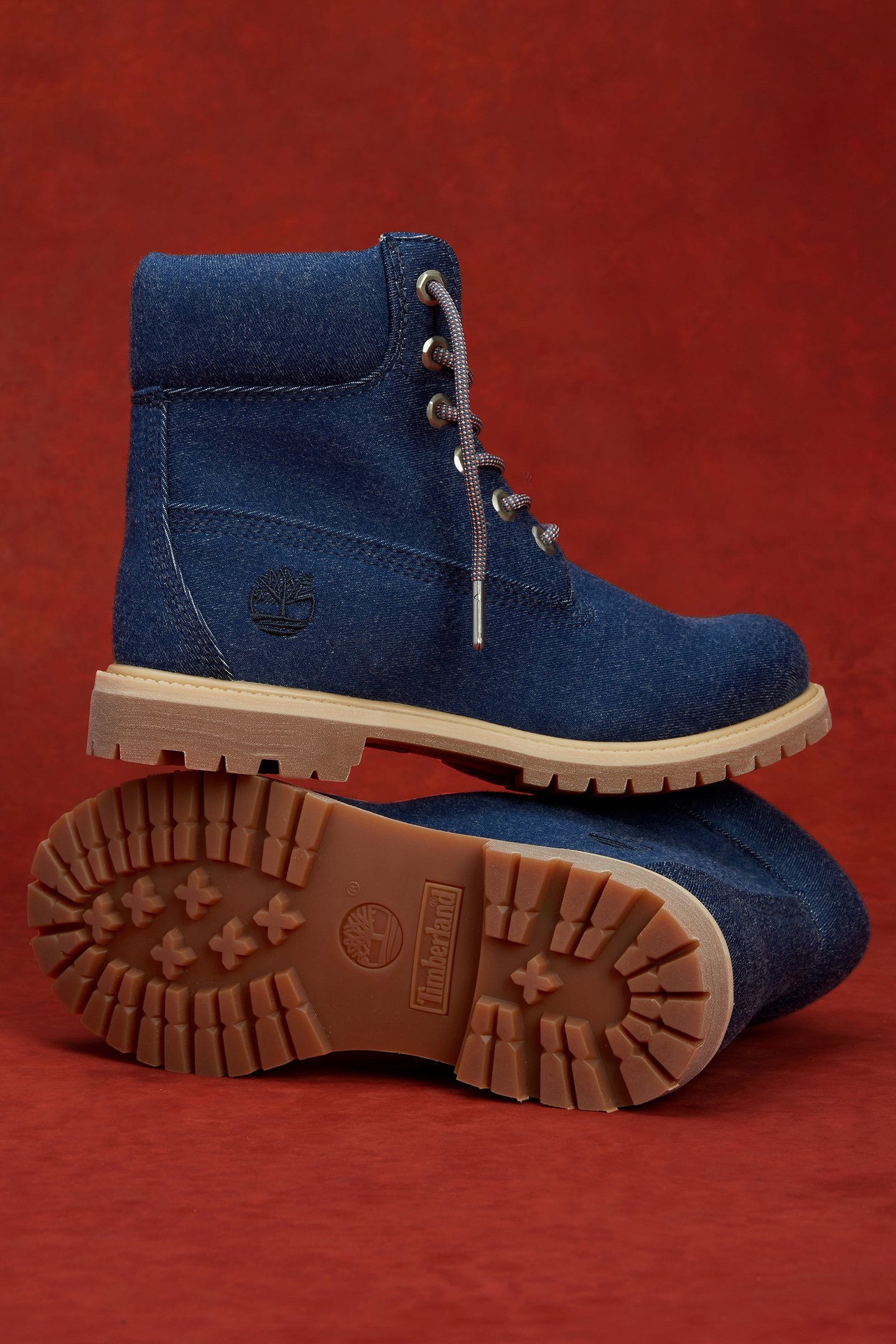 TIMBERLAND PREMIUM 6 INCH LACE UP BOOT DARK BLUE CANVAS 2