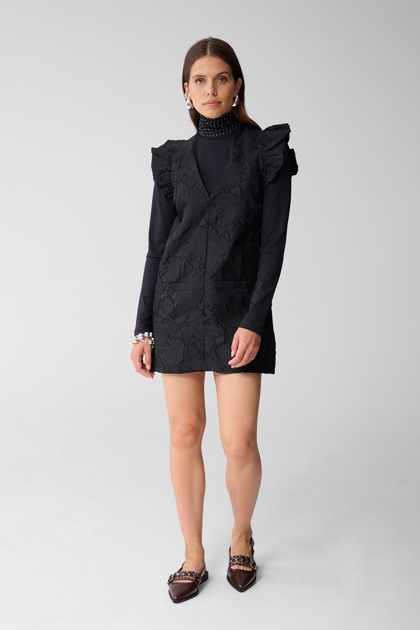 LA-SBSTUDIO JACQUARD SLEEVELESS DRESS BLACK 1