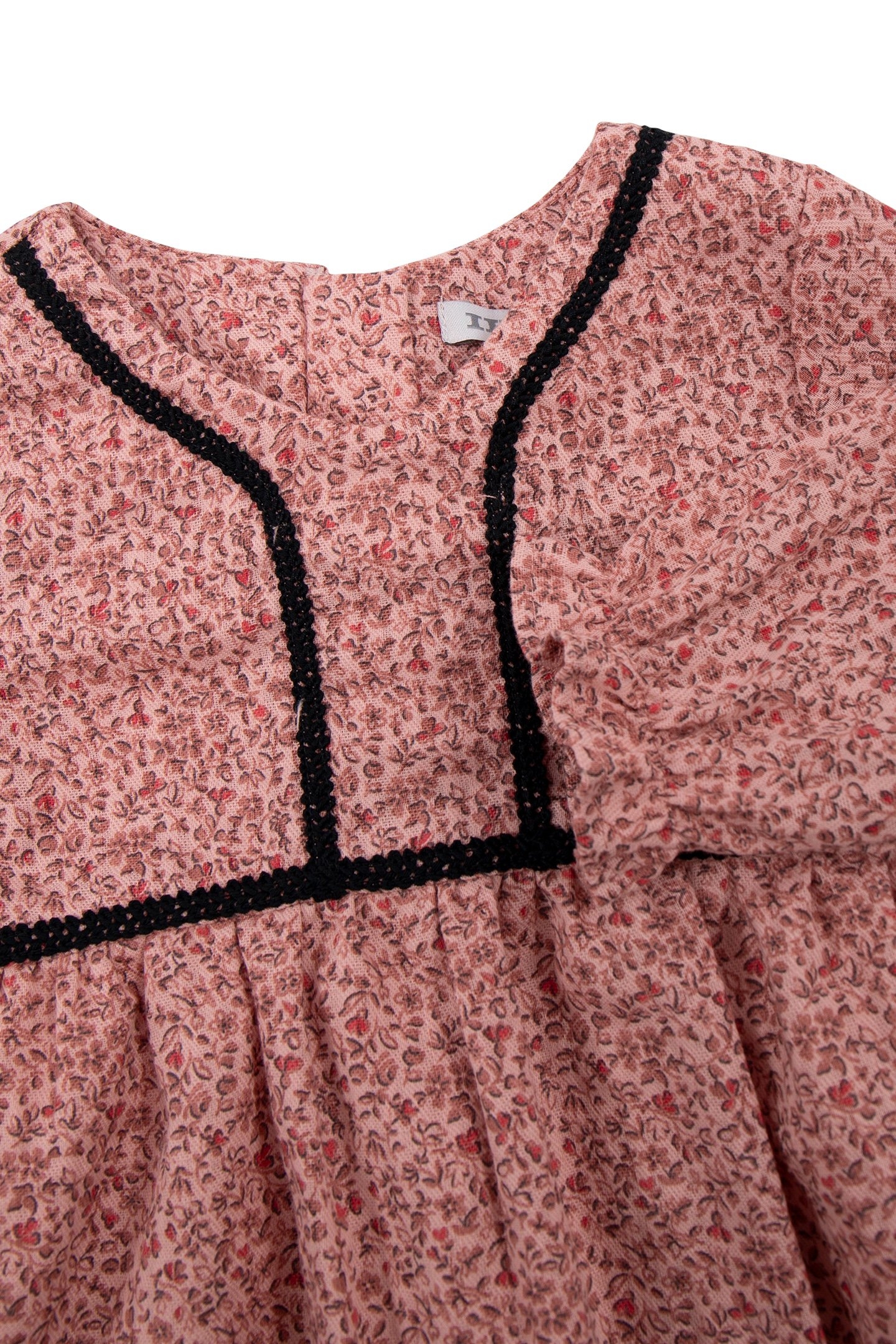 PINK DRESS ORGANIC COTTON SMALL FLOWERS FAUX-UNI BABY GIRL 4