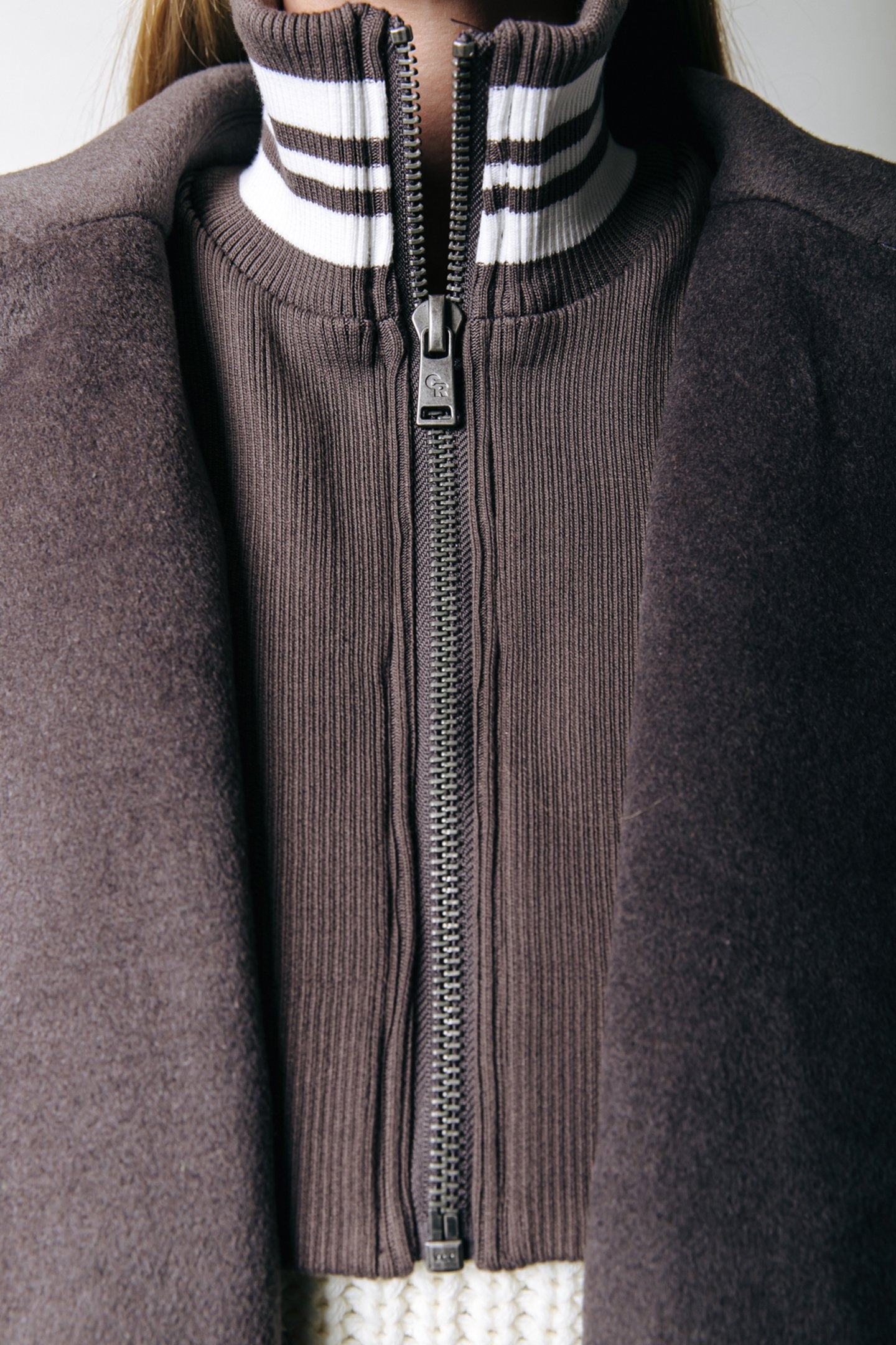 ZANIA RIB COLLAR WOOL COAT TAUPE 4