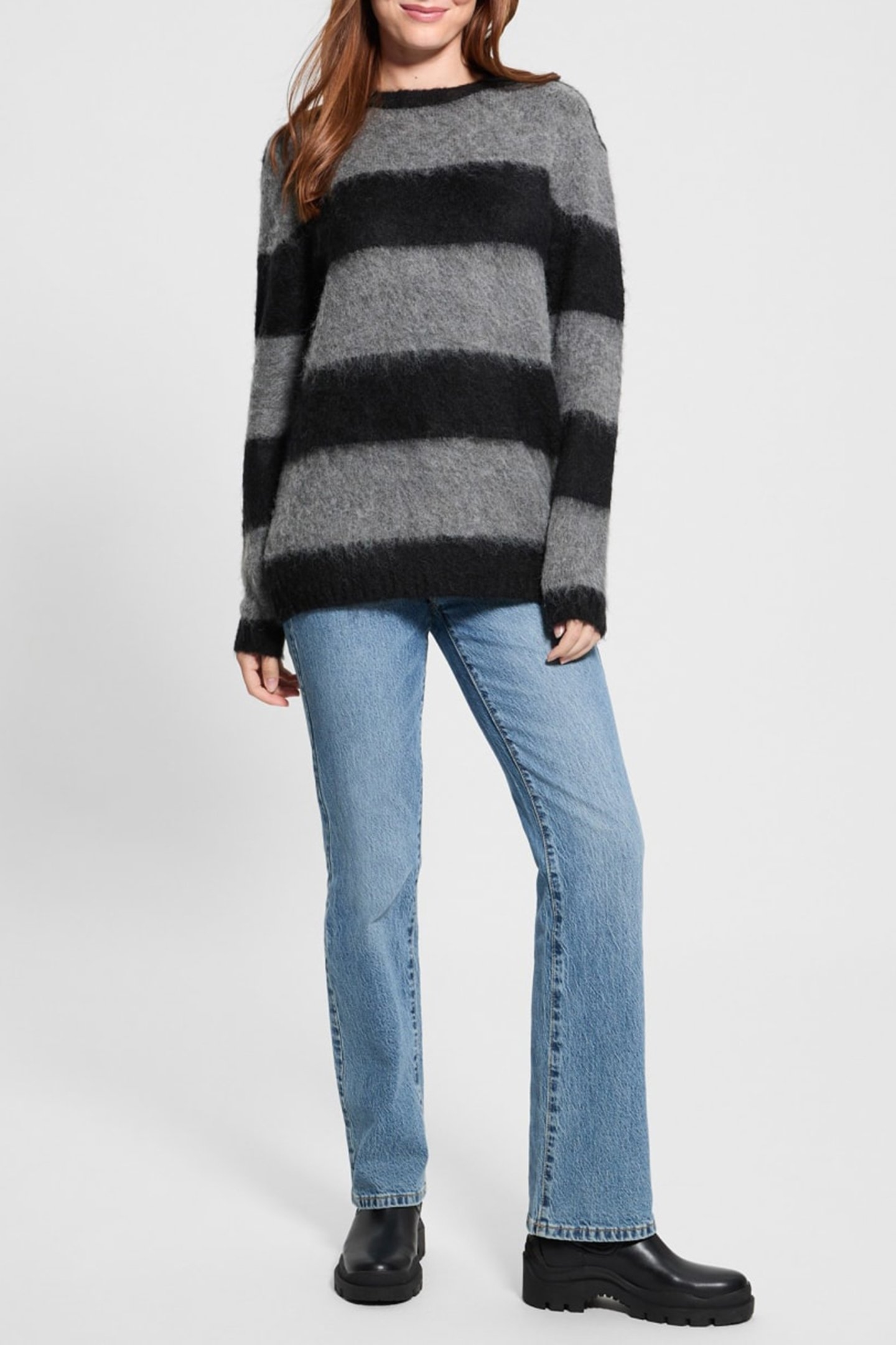 SKYE LS CN MAXI PULL BLACK AND DARK MELAN 3