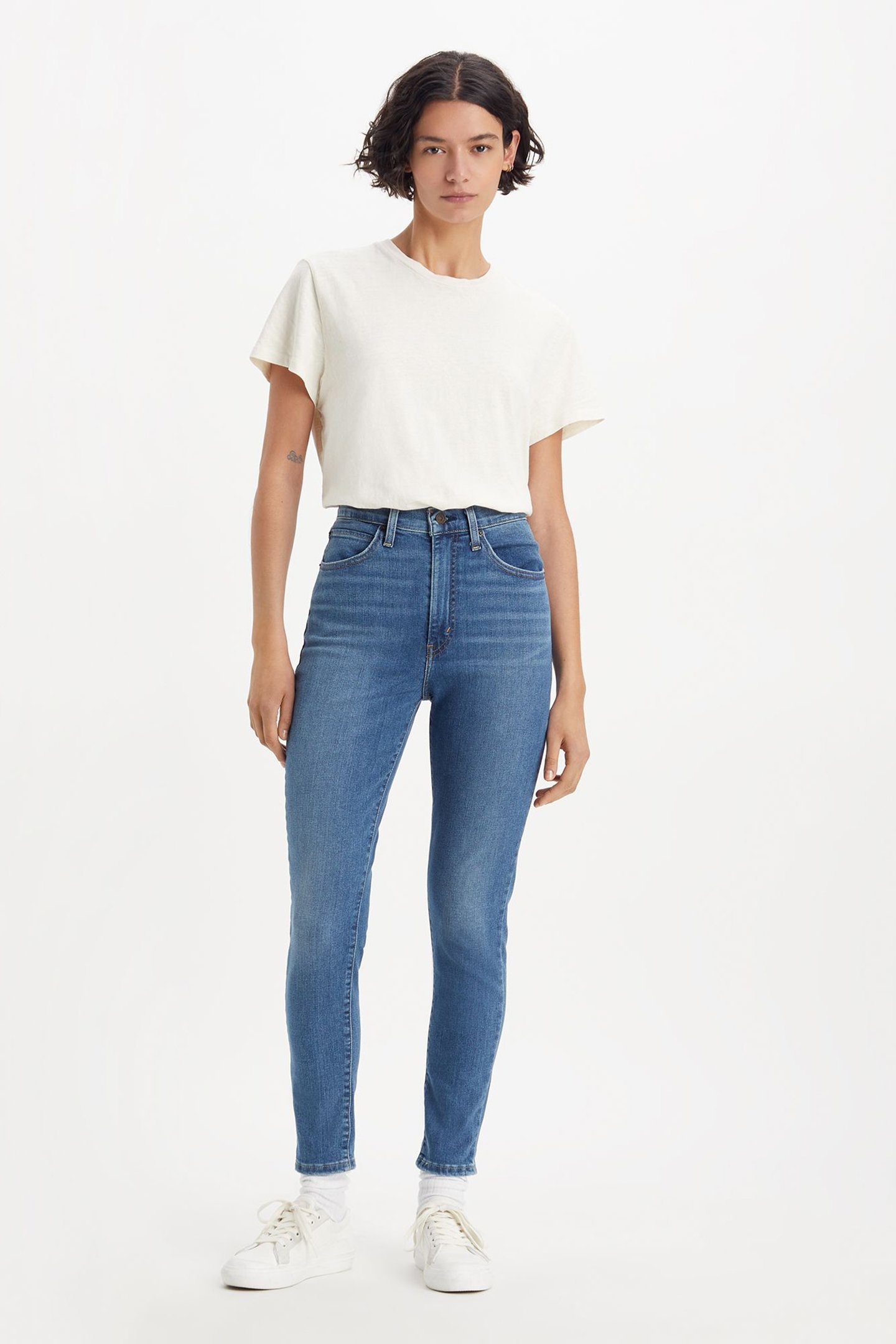RETRO HIGH SKINNY JEANS MED INDIGO 1