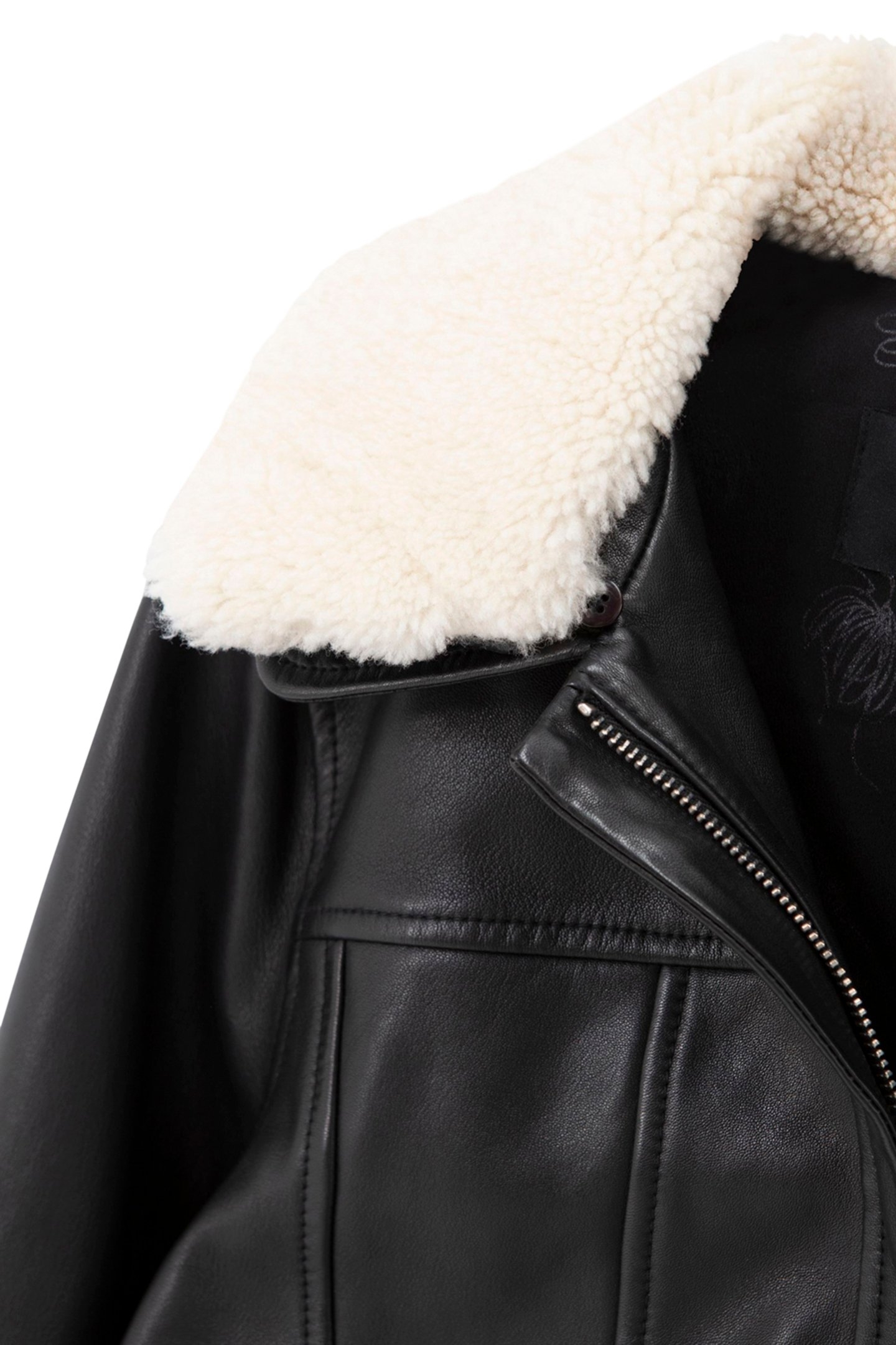 DAMIAN - BLACK LEATHER AVIATOR-STYLE JACKET WITH REMOVABLE S 8