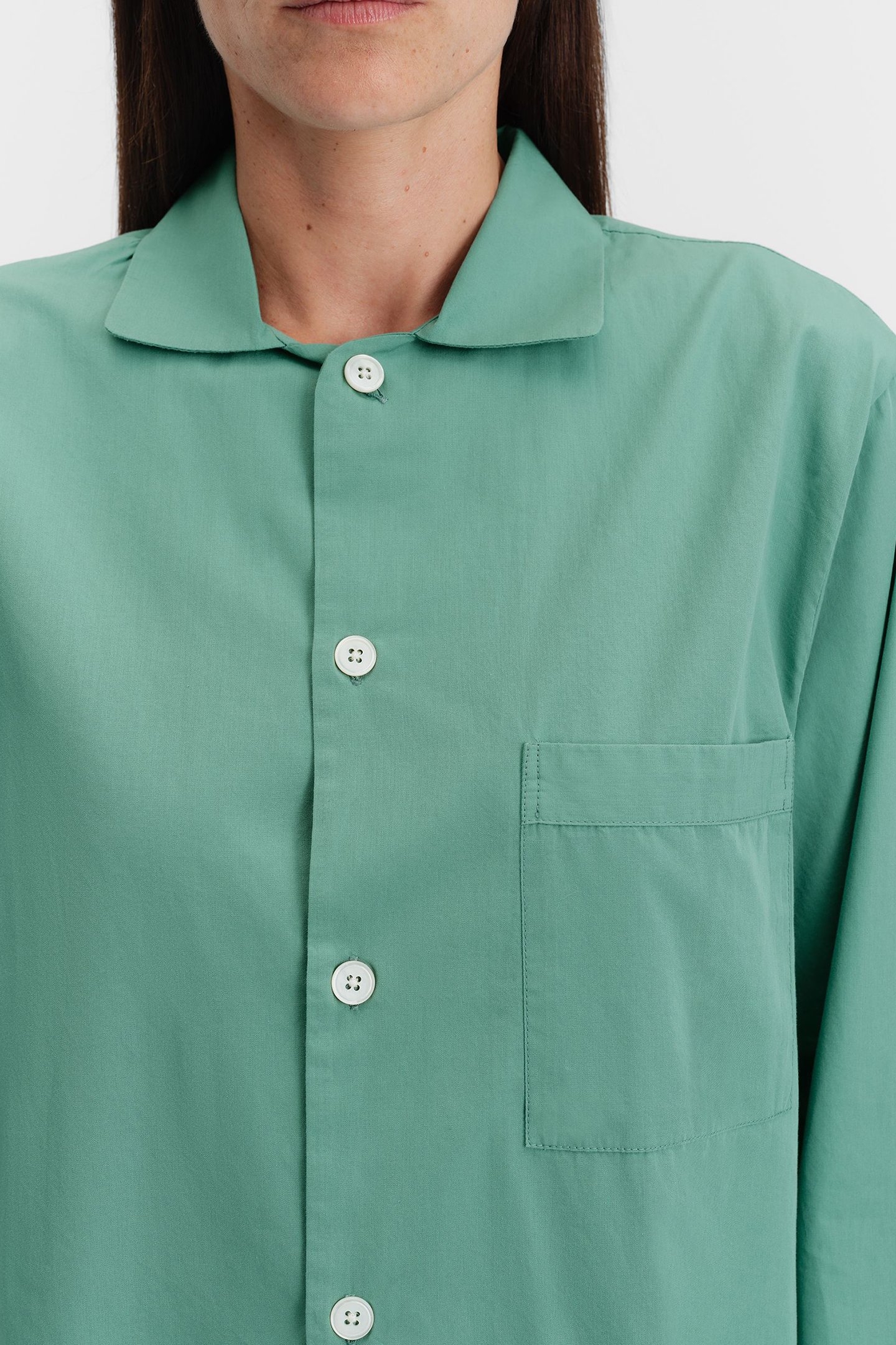 UNISEX POPLIN PYJAMAS SHIRT VINTAGE GREEN 5