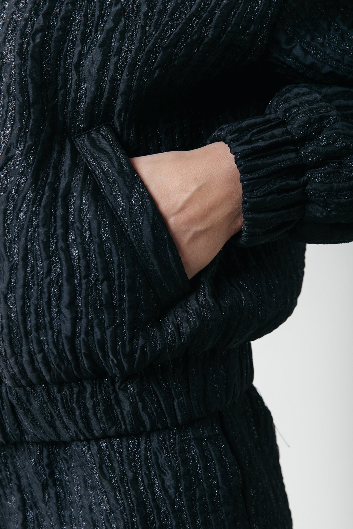 BENTE ZEBRA LUREX JACQUARD BOMBER JACKET BLACK 4