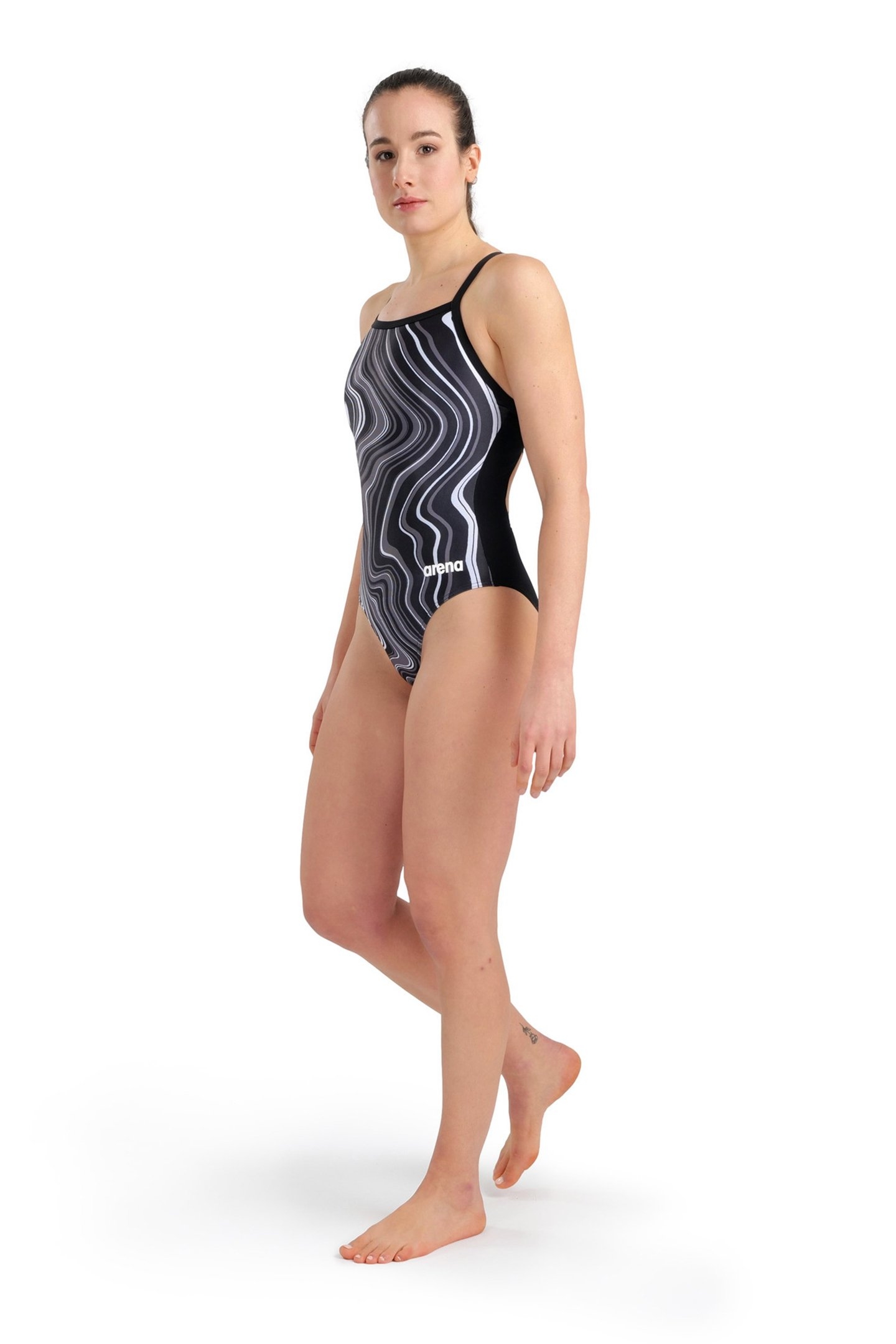 WOMEN'S SWIMSUIT LIGHTDROP BACK MARBLED BLACK BLACK MULTI 3