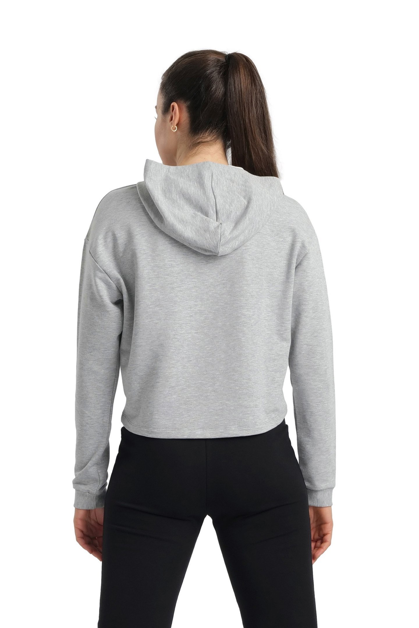 WOMEN'S HOODED SWEAT FLEECE MEDIUM GREY HEATHER 4