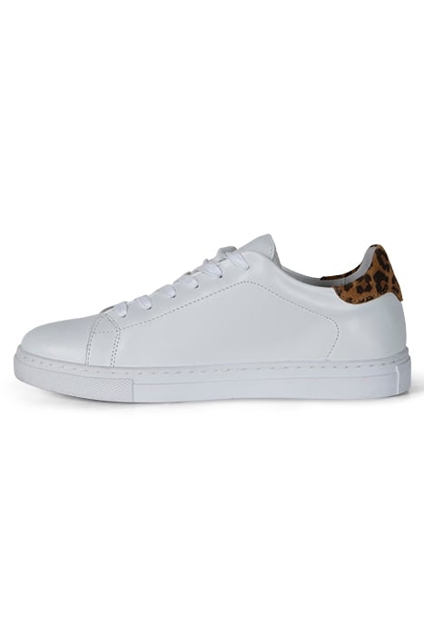 O.OEILLET - WHITE LEATHER LOW-TOP SNEAKERS WITH GREEN CUTOUT 3