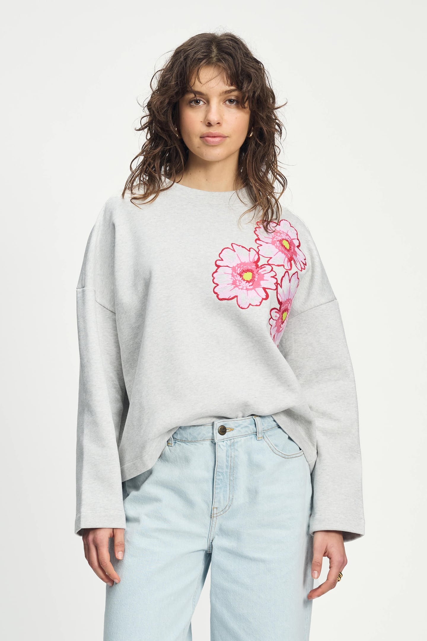 SWEATER - FLORAL GREY MELANGE 1