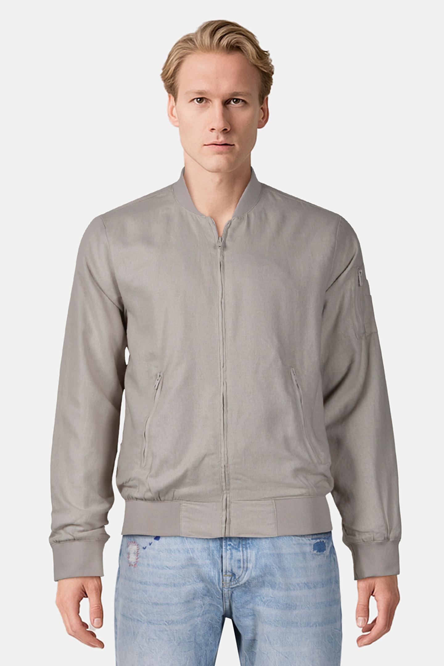 BOMBER LINEN JACKET STONE 1