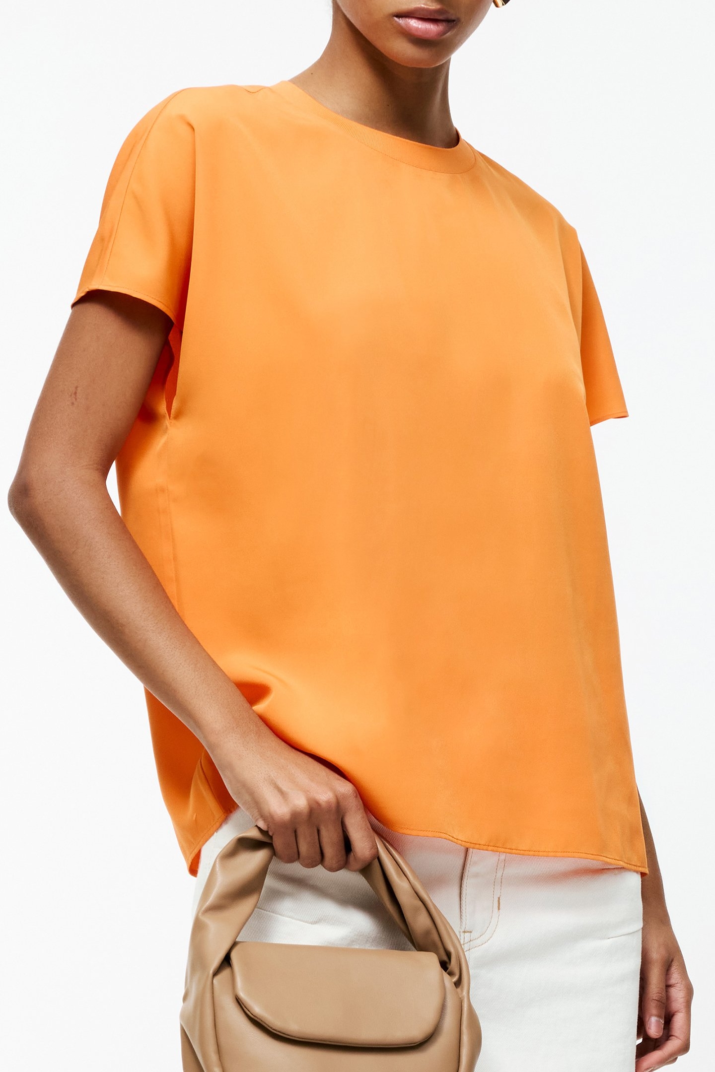 CAPRIANA CREPE CREW NK TOP PAPAYA ORANGE 4