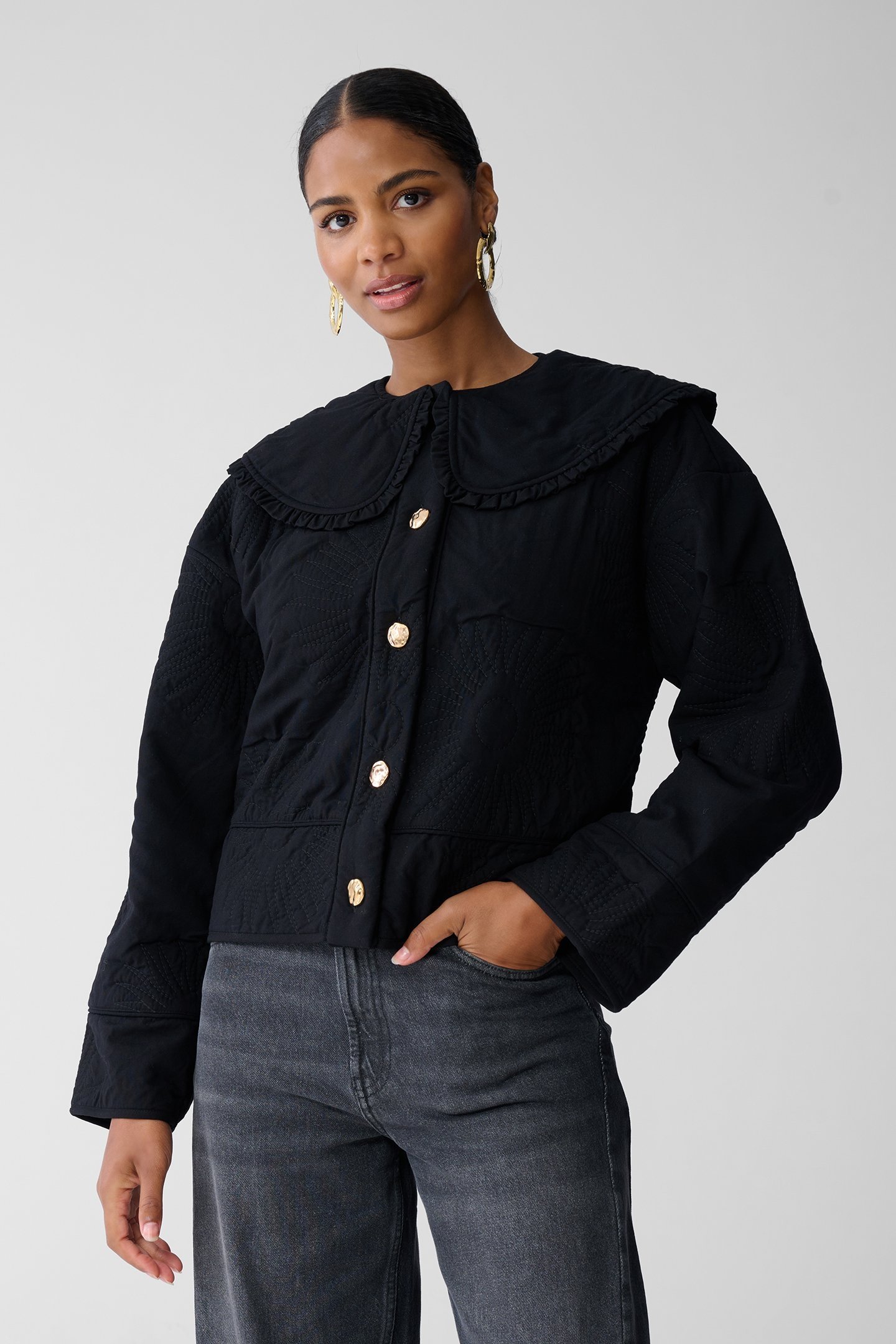 LA-SBQUILTED SUN JACKET BLACK 1