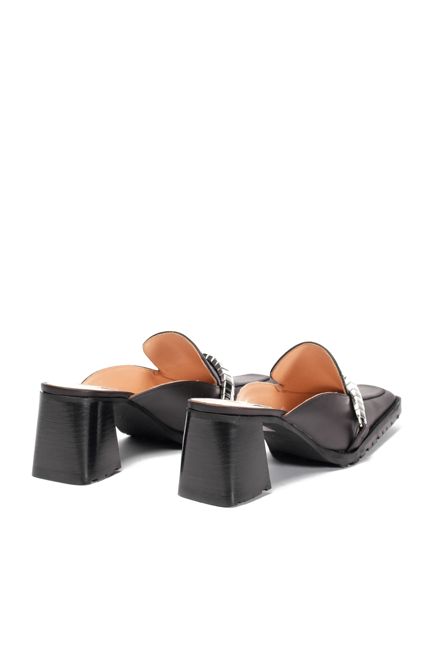 EVA LOAFER MULE LEATHER/METAL BROWN 5