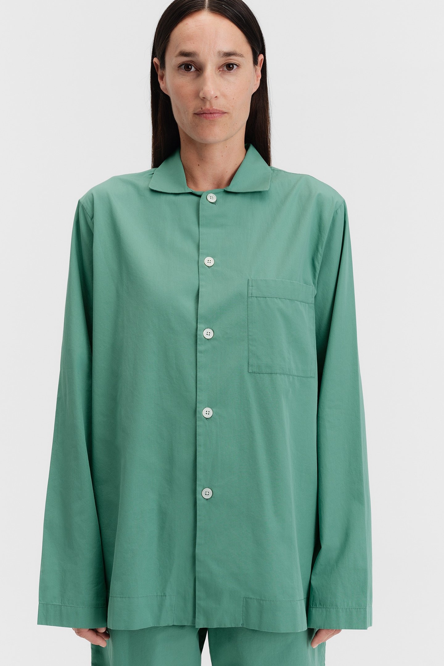 UNISEX POPLIN PYJAMAS SHIRT VINTAGE GREEN 1