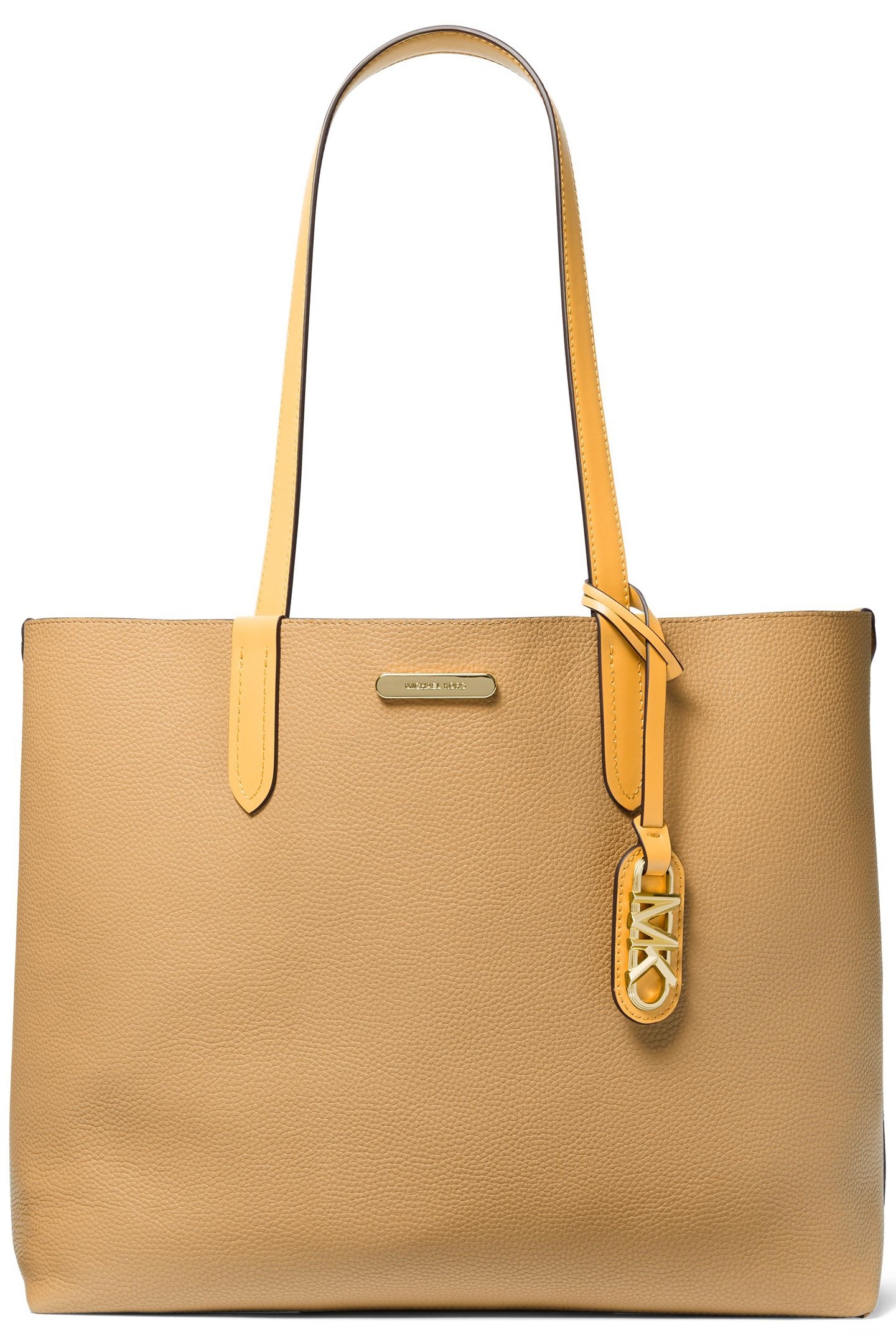 LARGE REVERSIBLE LEATHER TOTE IN YELLOW 2