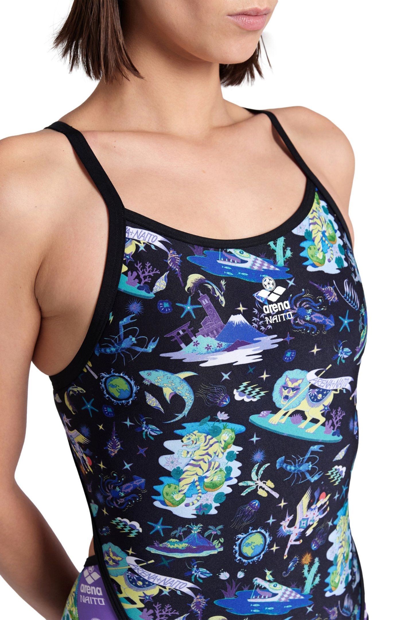 WOMEN'S ARENA FUN PLANET SWIMSUIT SUPER BLACK MULTI BLACK 4