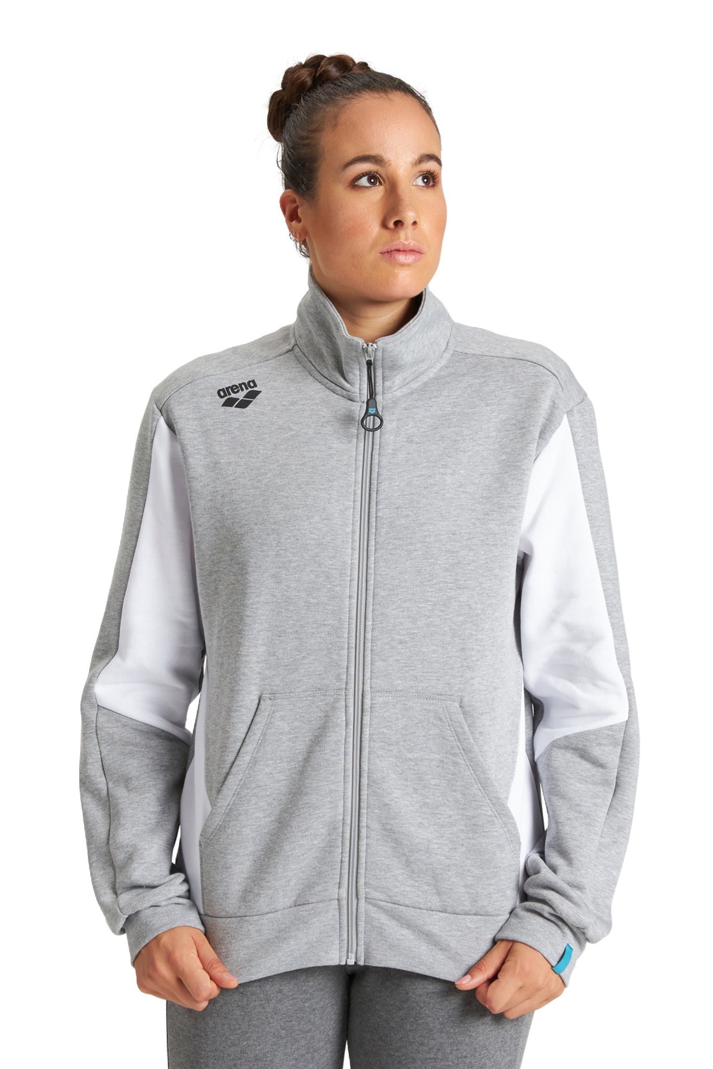 TE F/Z JACKET MEDIUM GREY MELANGE WHITE 2