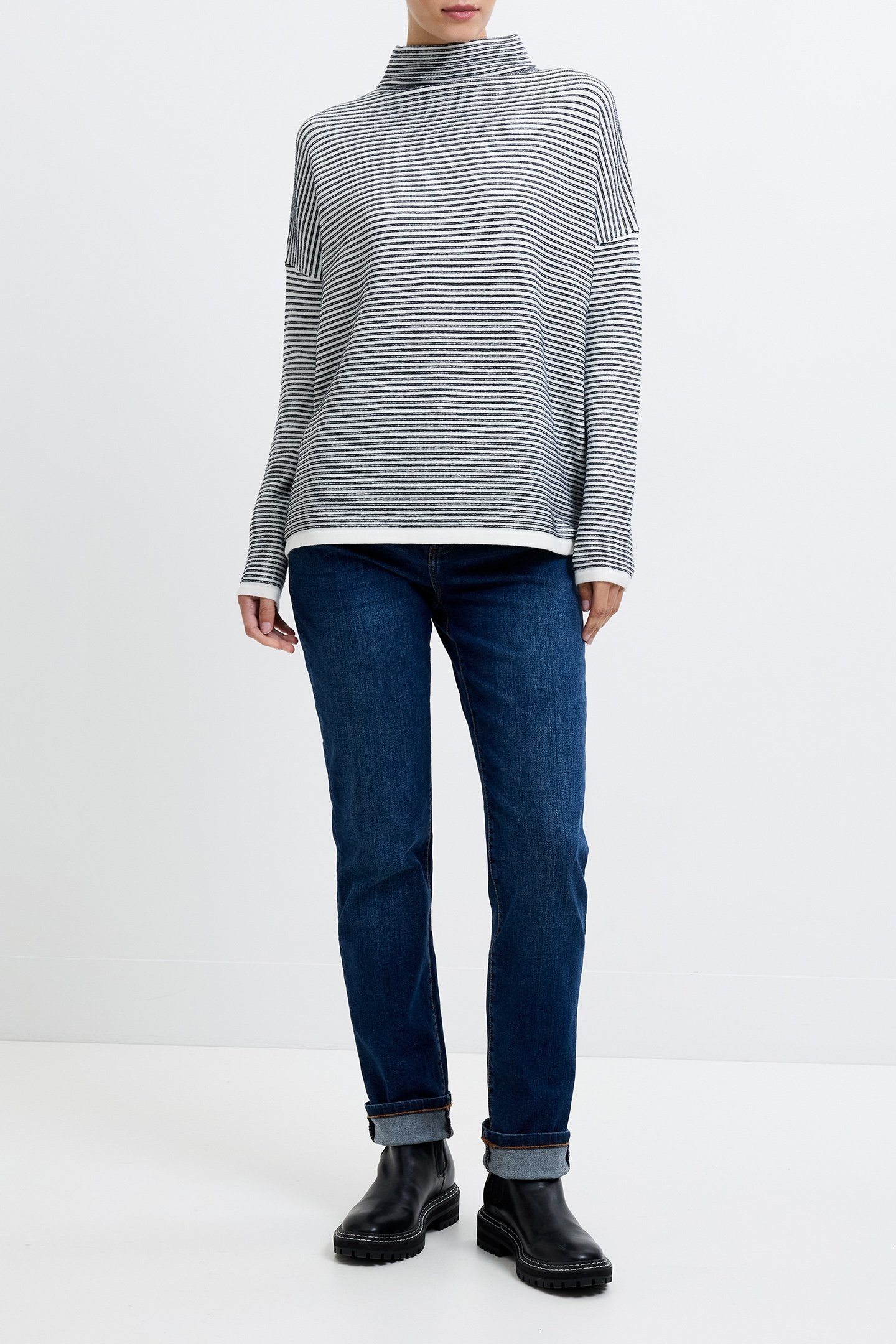 BABYSOFT STRIPE LENA HIGH NK WINTER WHT/MIDNIGHT 3