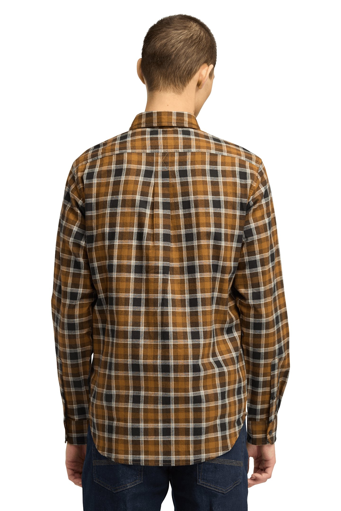 HERRINGBONE FLANNEL CHECK SHIRT DARK WHEAT BOOT 2