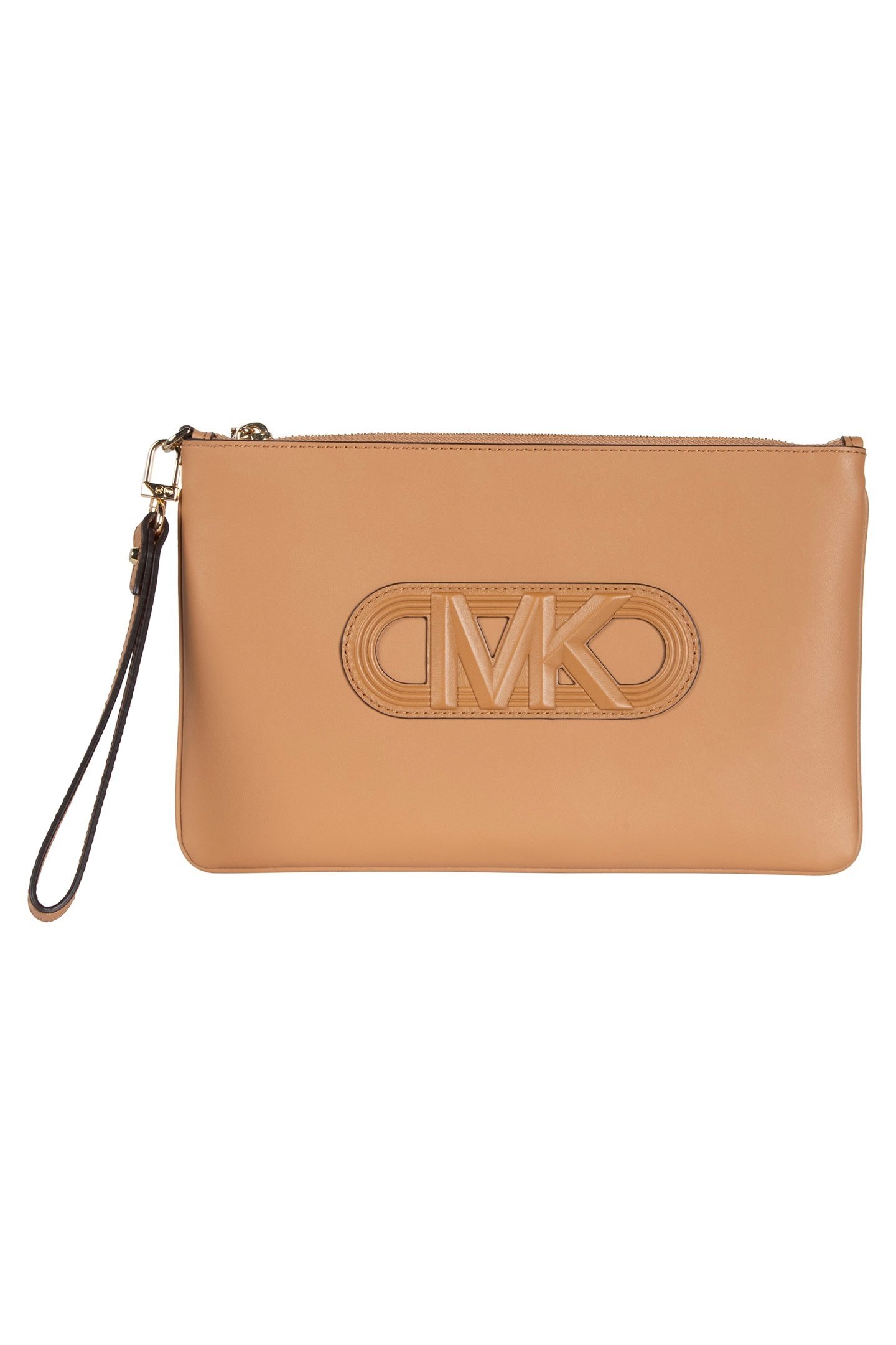 LEATHER TOP ZIP WRISTLET IN BEIGE 2