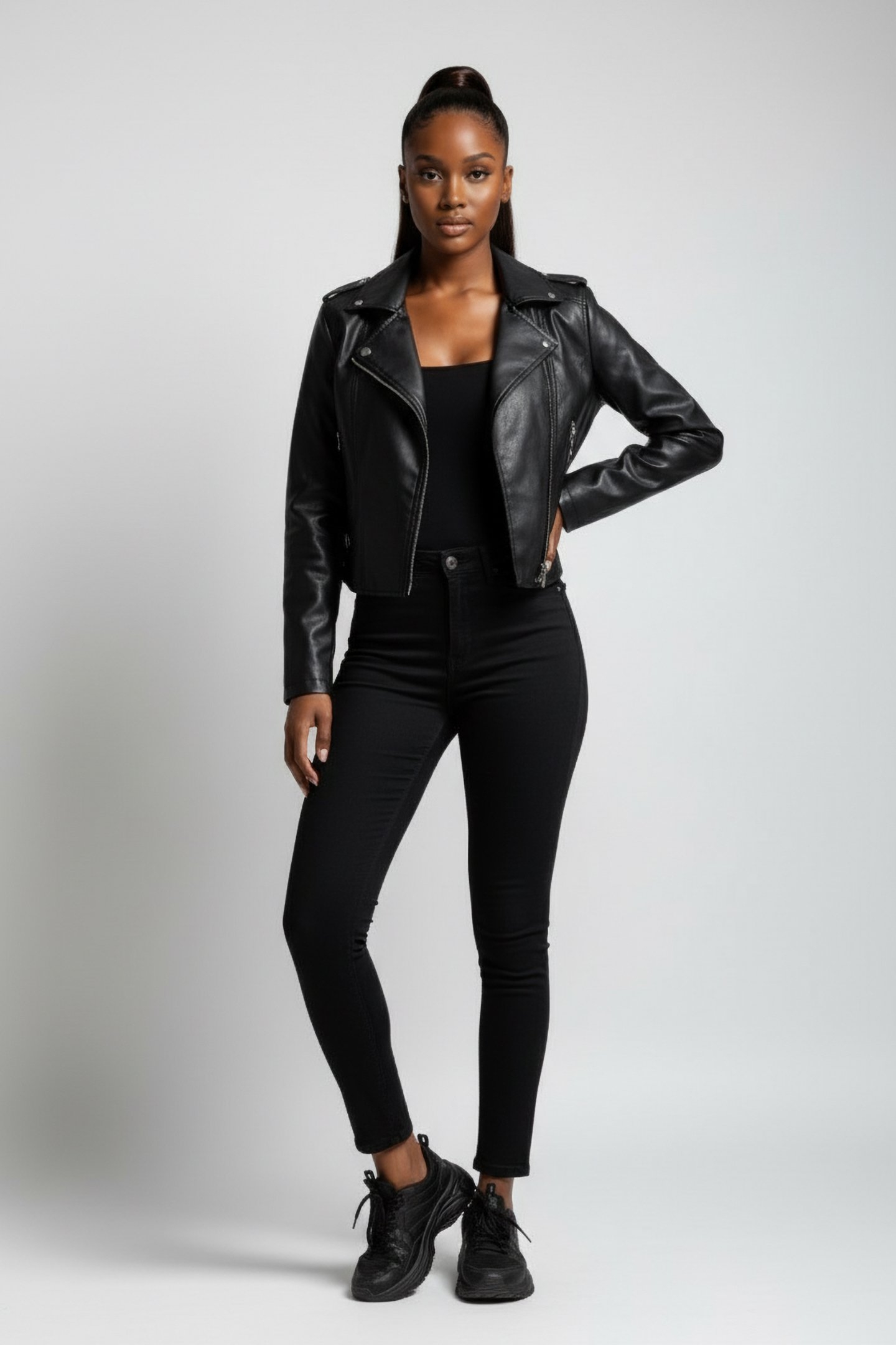 BIKER FAUX BLACK 1