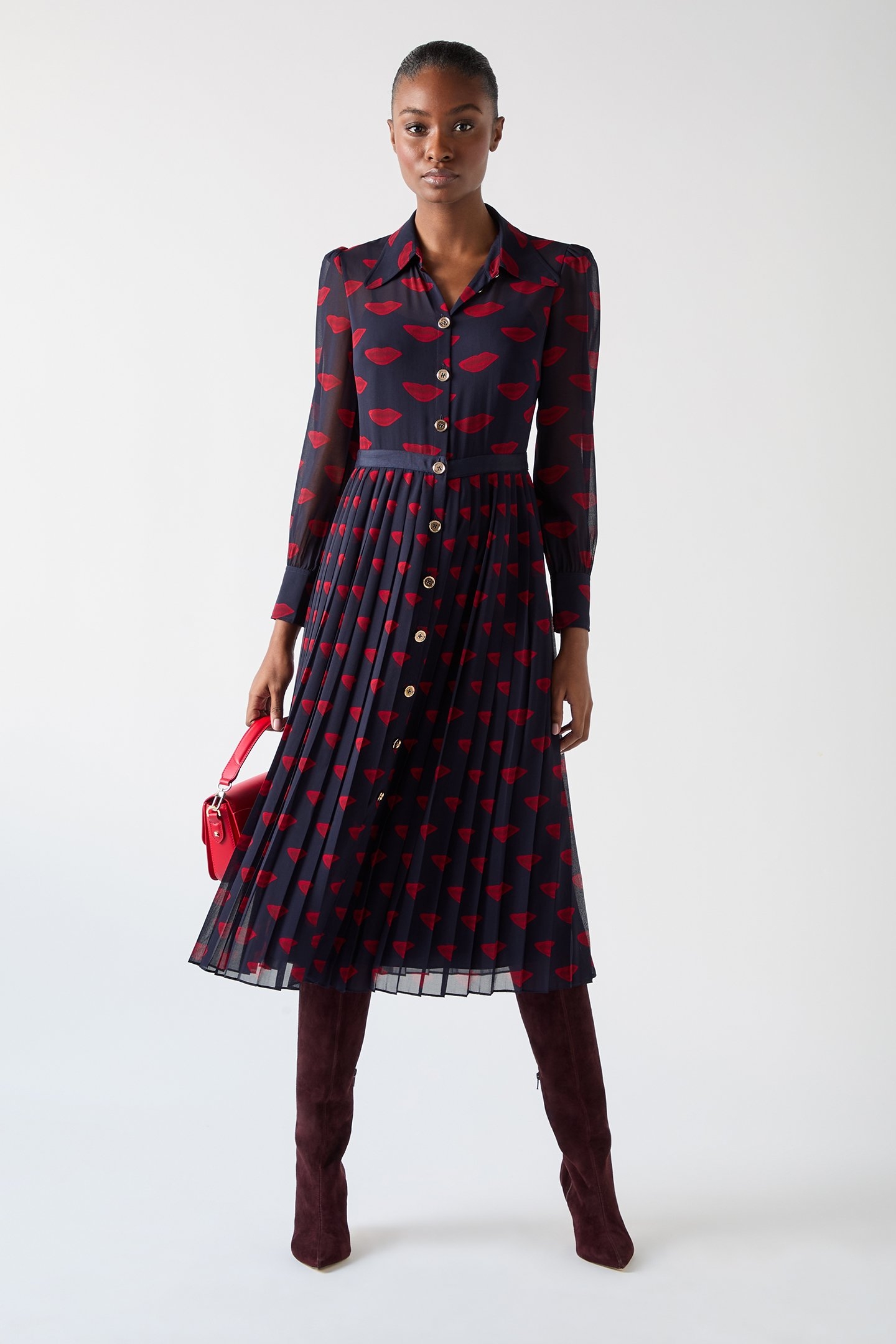DR TALLIS LIPS DRESS NAVY/RED 1