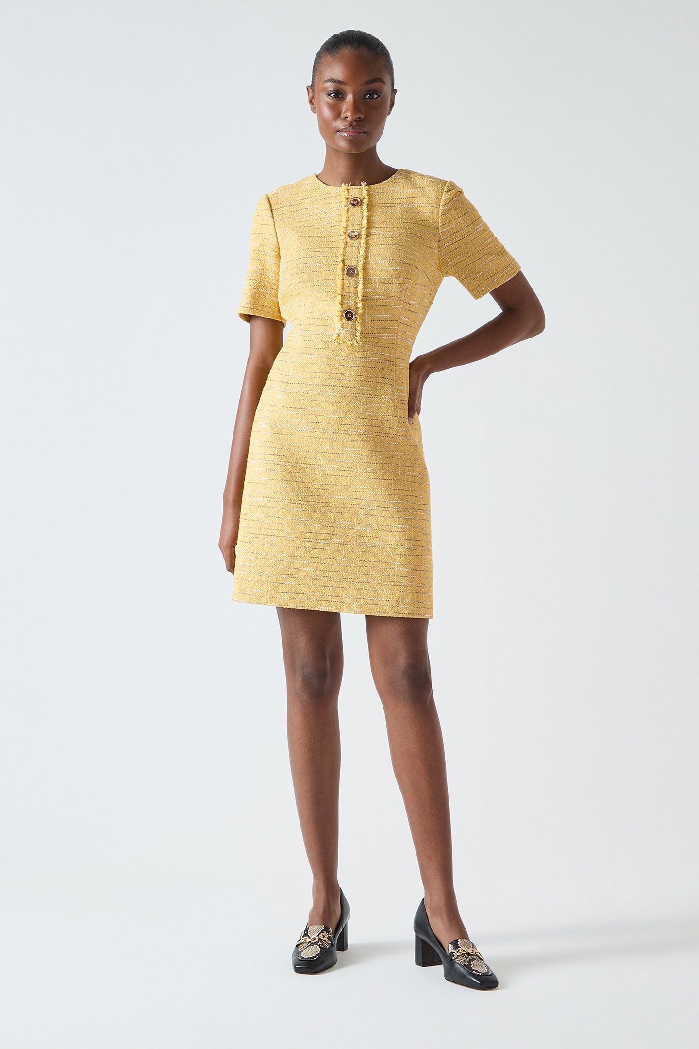DR VARLEY TWEED DRESS BUTTERCUP 1