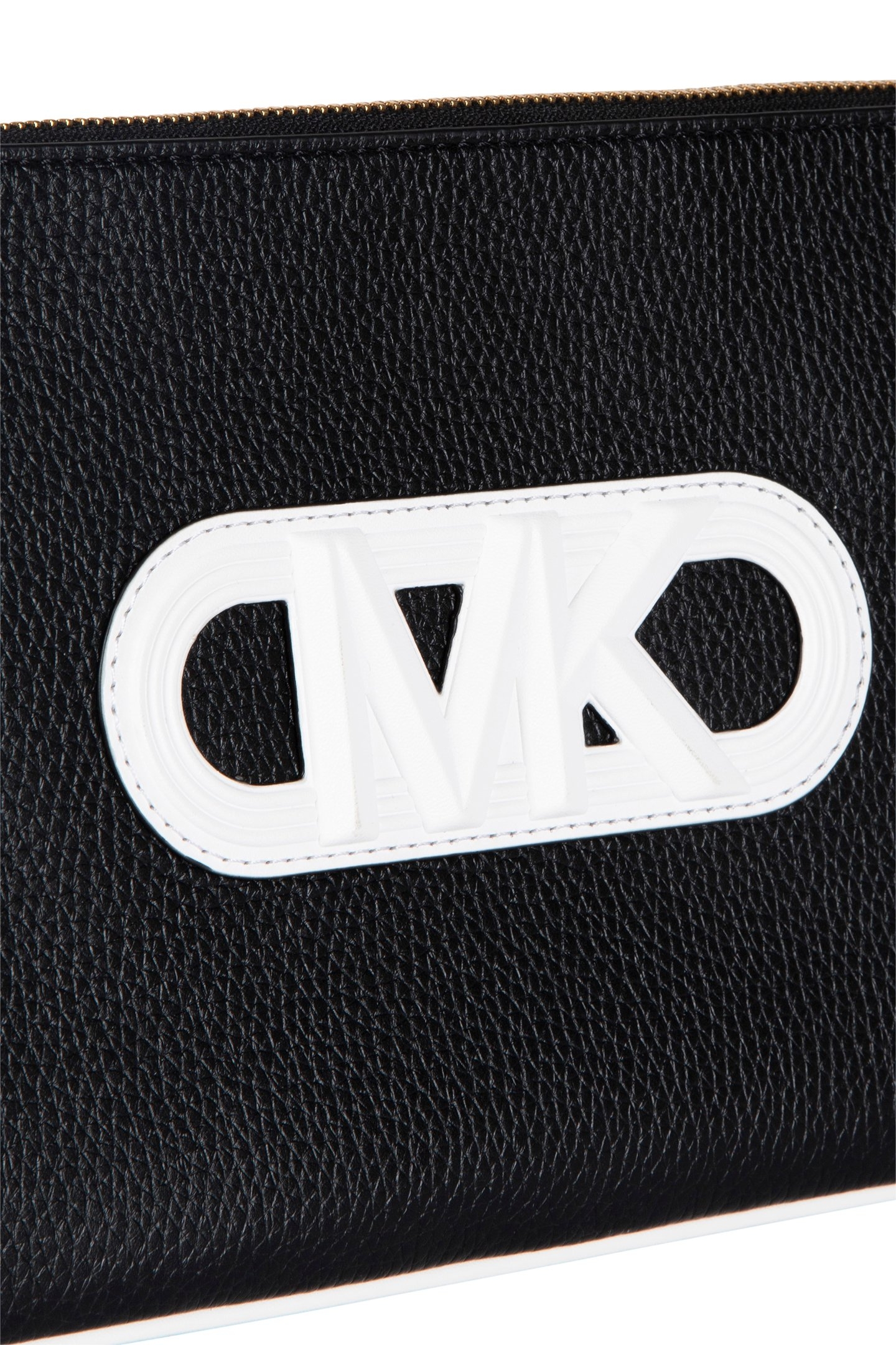 LEATHER TOP ZIP WRISTLET IN BLACK AND WHITE 5