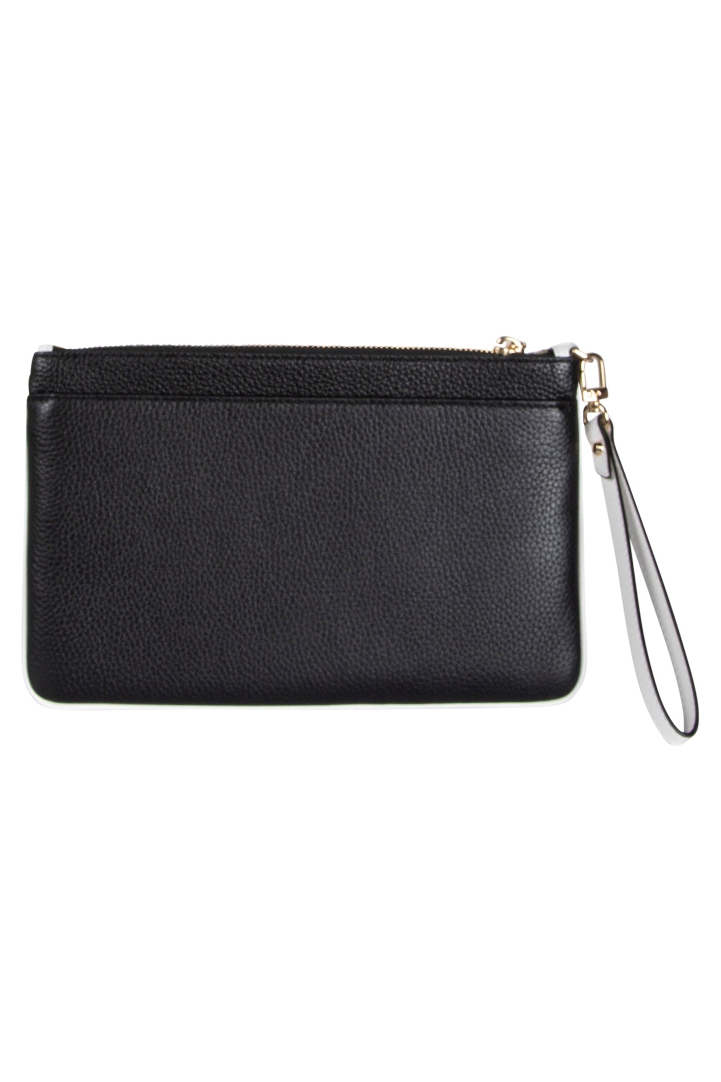 LEATHER TOP ZIP WRISTLET IN BLACK AND WHITE 3