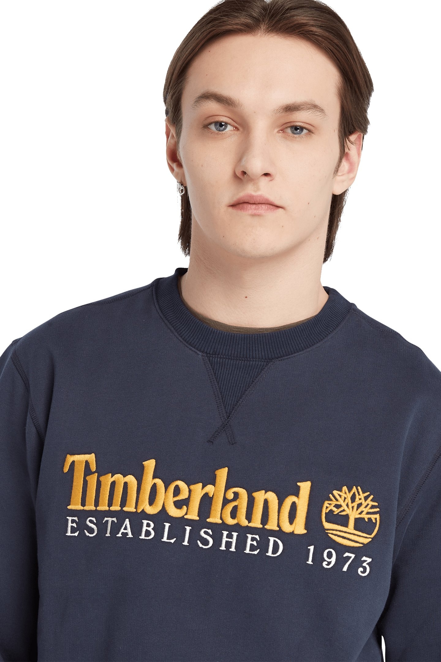 EMBROIDERY LOGO BRUSH BACK CREW NECK DARK SAPPHIRE 6