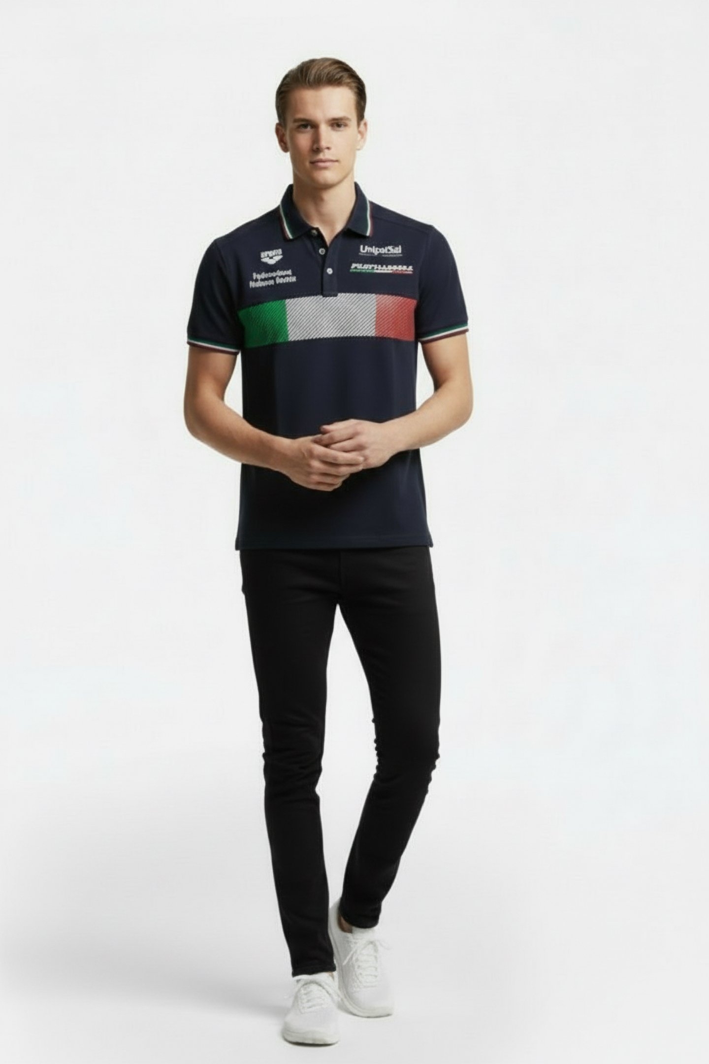 FIN POLOSHIRT SOLID NAVY LEN 1