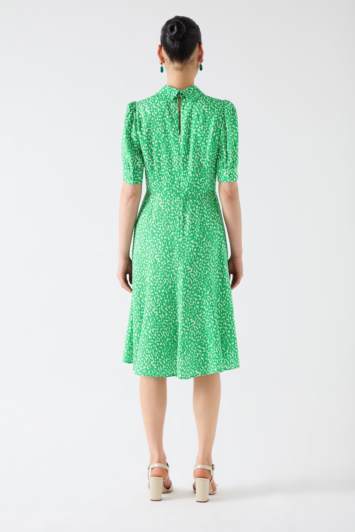 DR ESME FIT & FLARE DRESS GREEN/CREAM 2