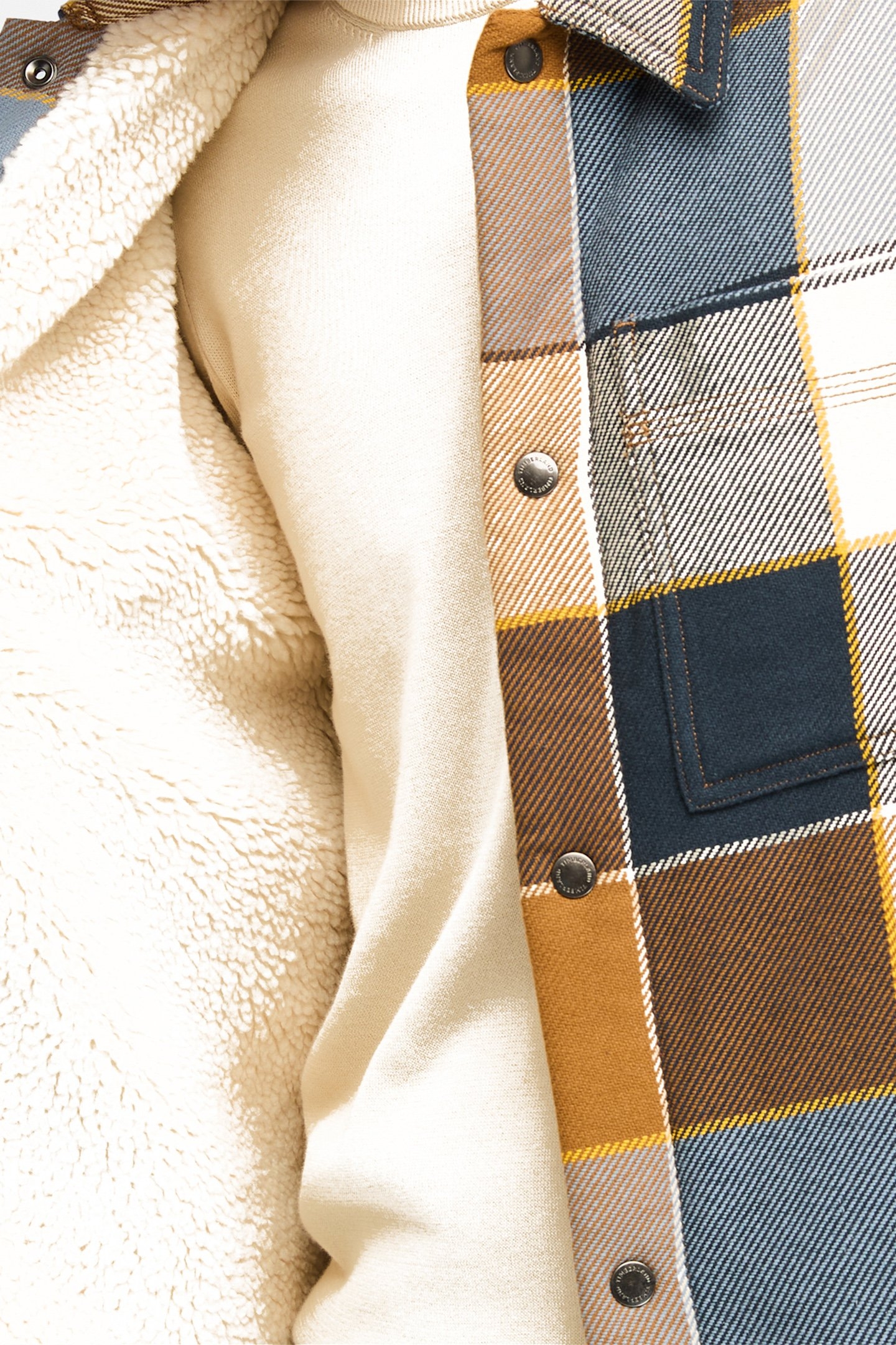 SHERPA LINED PLAID OVERSHIRT DARK WHEAT BOOT 6