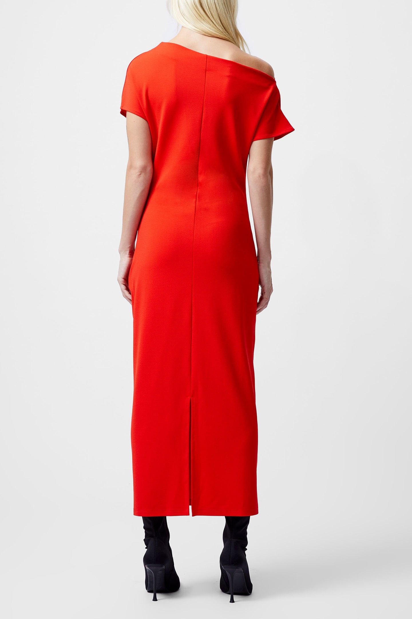 VALETTA OFF SHOULDER MIDI DRES SCARLET RED 2