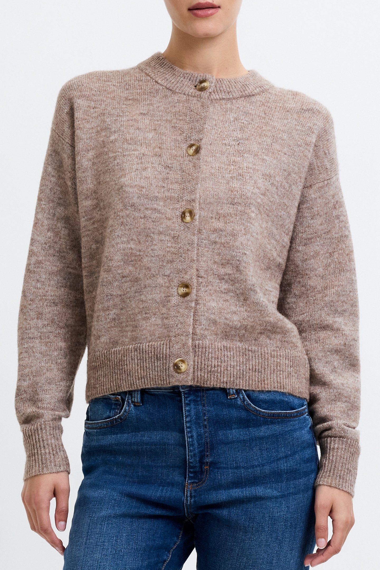 KEZIA L/S CARDIGAN TAUPE MEL 1