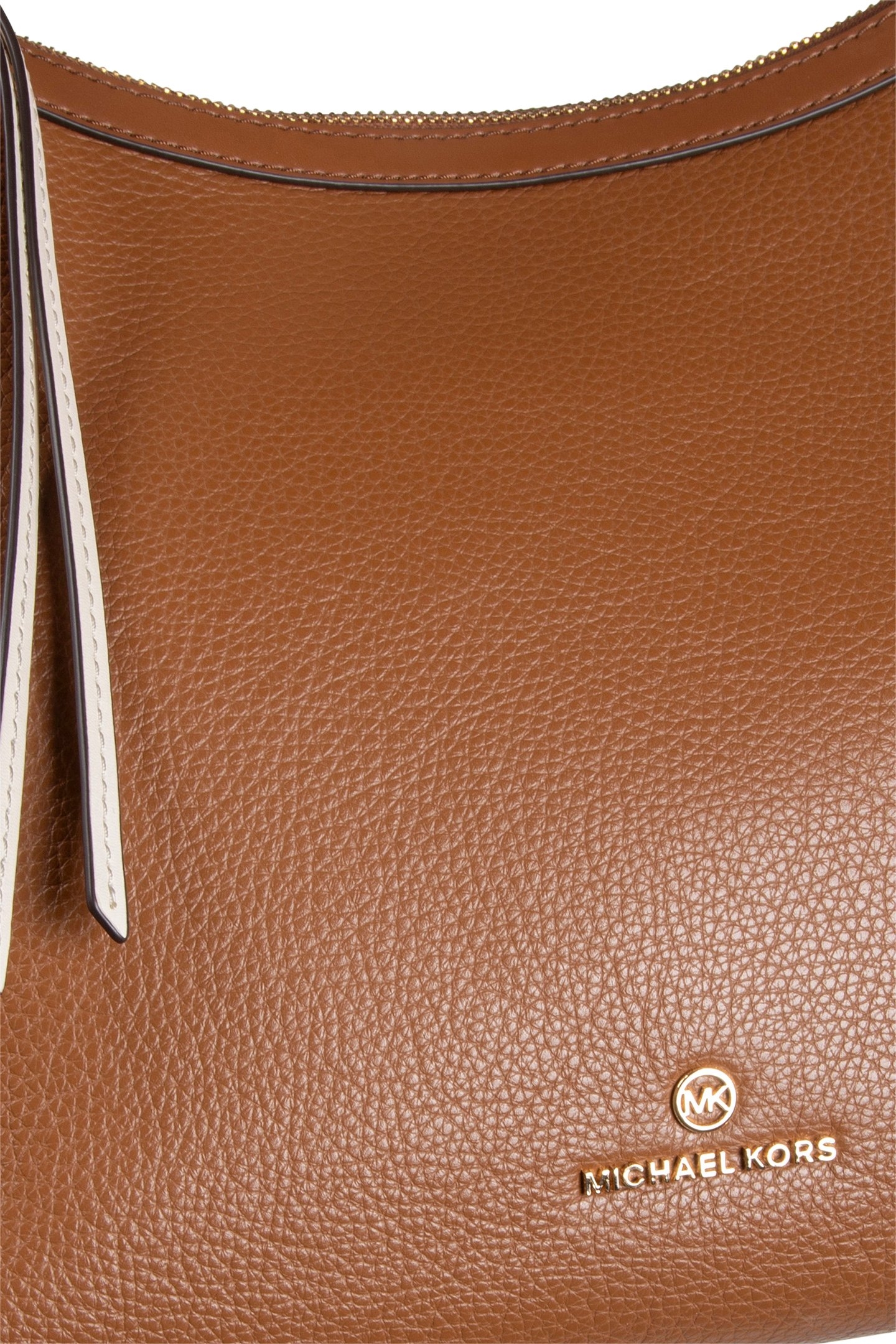 LEATHER HOBO SHOULDER BAG IN CREAM AND BROWN 5