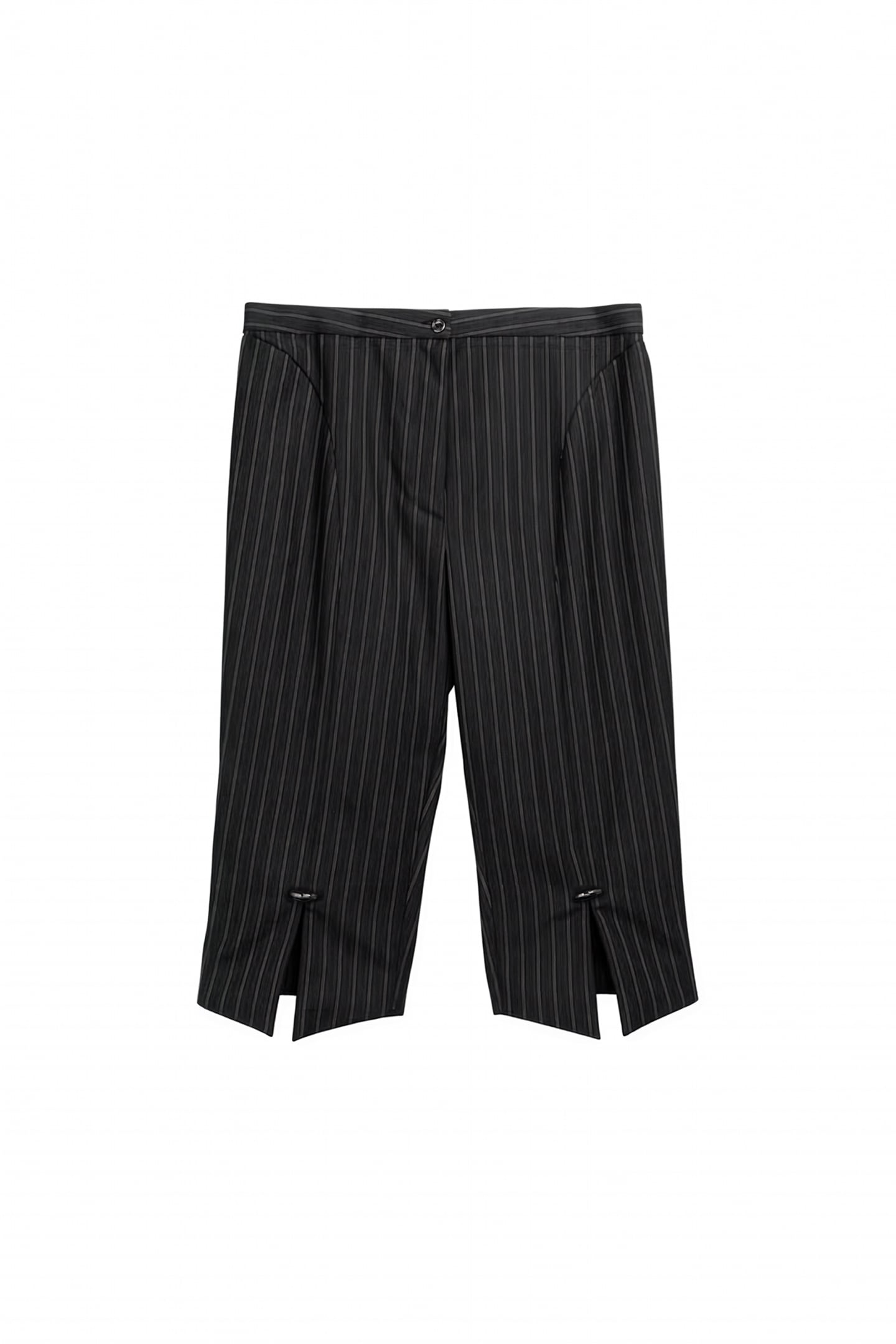 MUGLER – PINSTRIPE PIERCED CAPRI PANTS BLACK 2