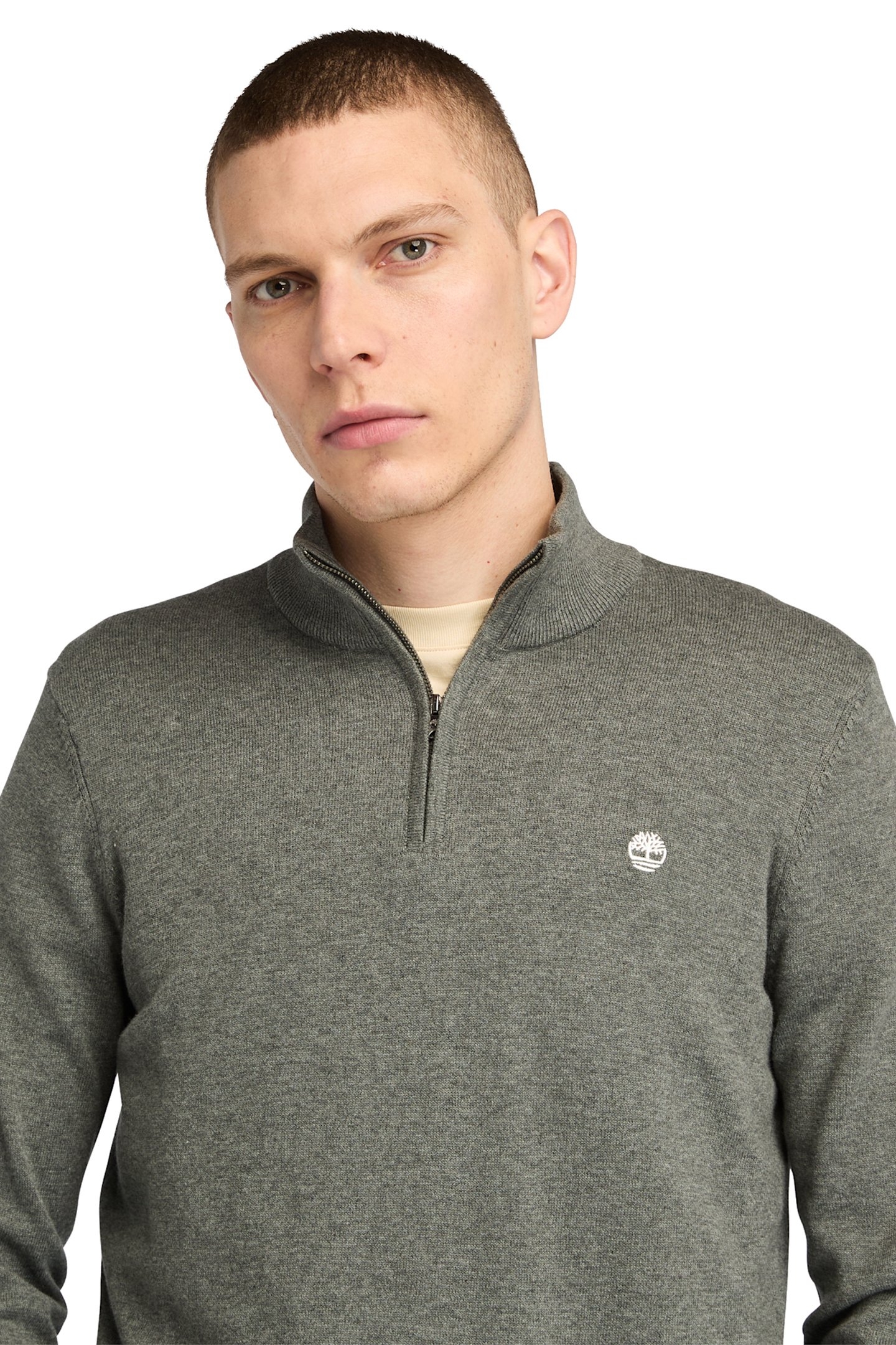 WILLIAMS RIVER COTTON 1/4 ZIP SWEATER DARK GREY HEATHER 5