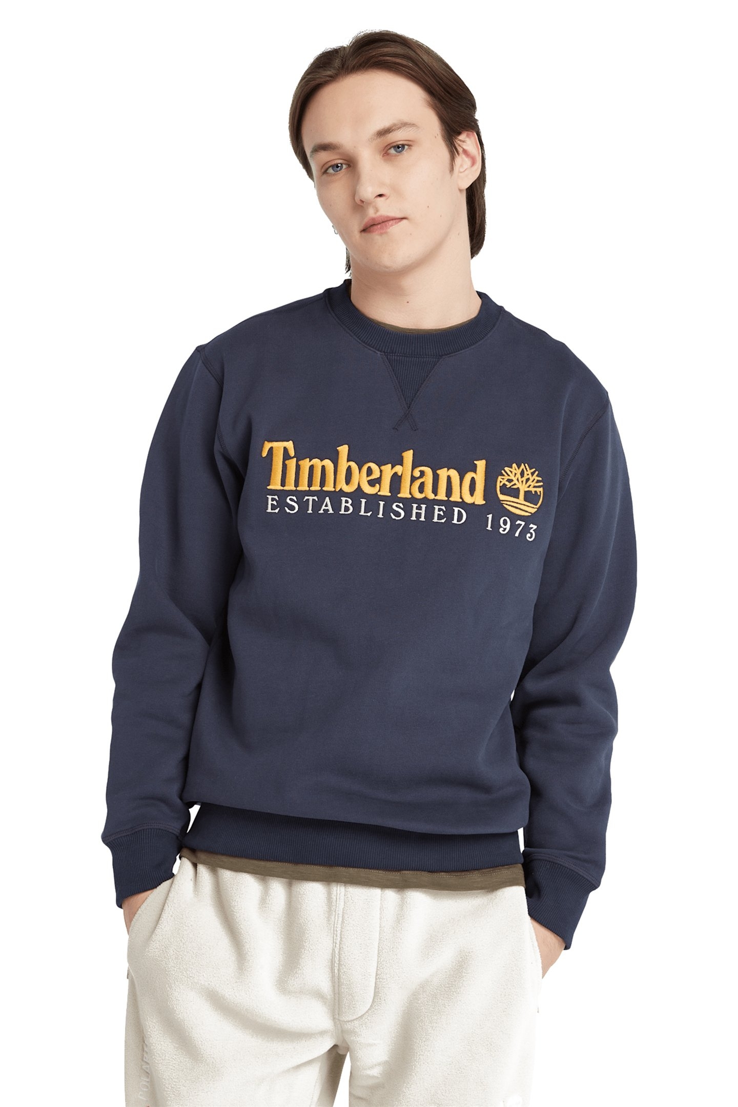 EMBROIDERY LOGO BRUSH BACK CREW NECK DARK SAPPHIRE 5