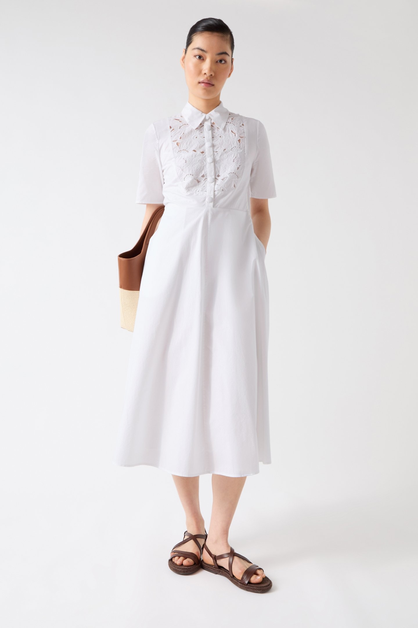 DR GRACE LACE PANEL DRESS WHITE 1