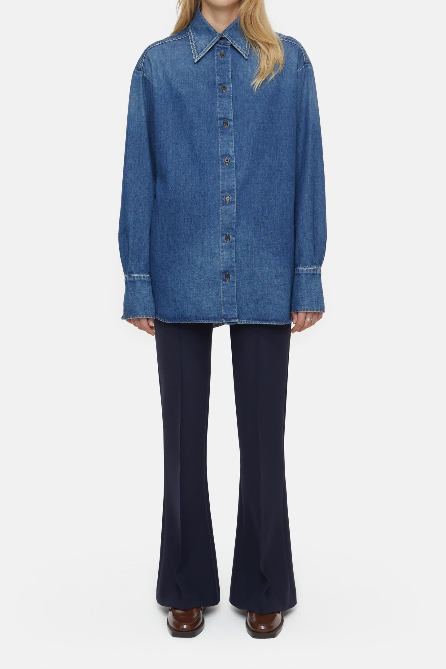 BOXY LONG SLEEVE SHIRT DARK BLUE 1