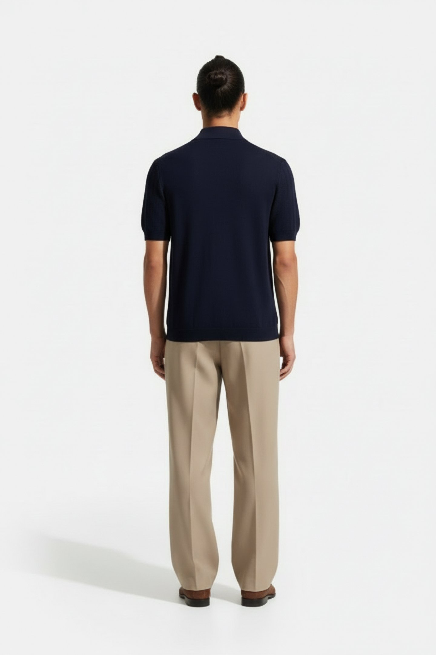 PATTERNED ZIP NECK POLO NAVY 2