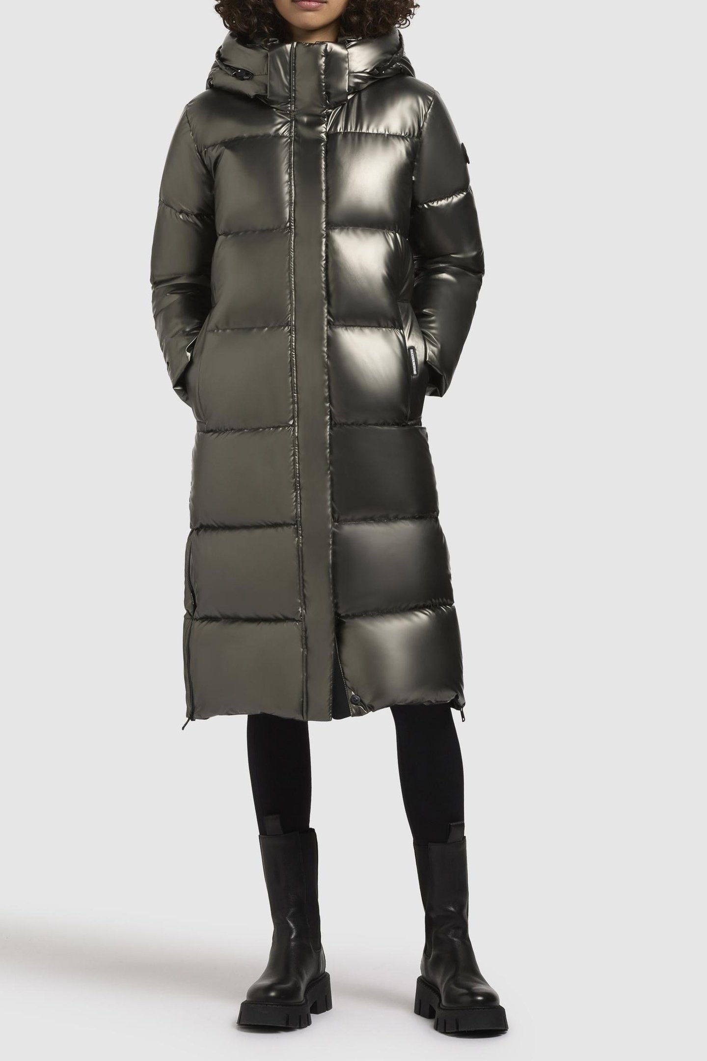 RACHEL SHINY COAT MUD BROWN 3