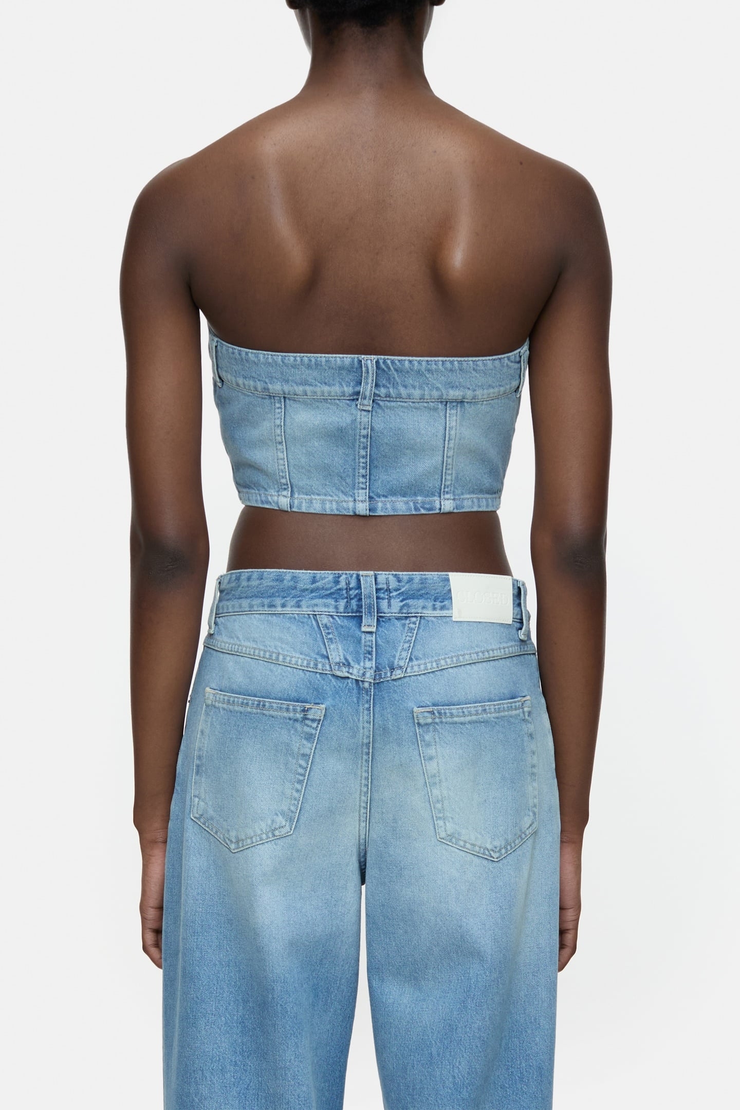 DENIM BUSTIER SHIRTS & BLOUSES MID BLUE 3