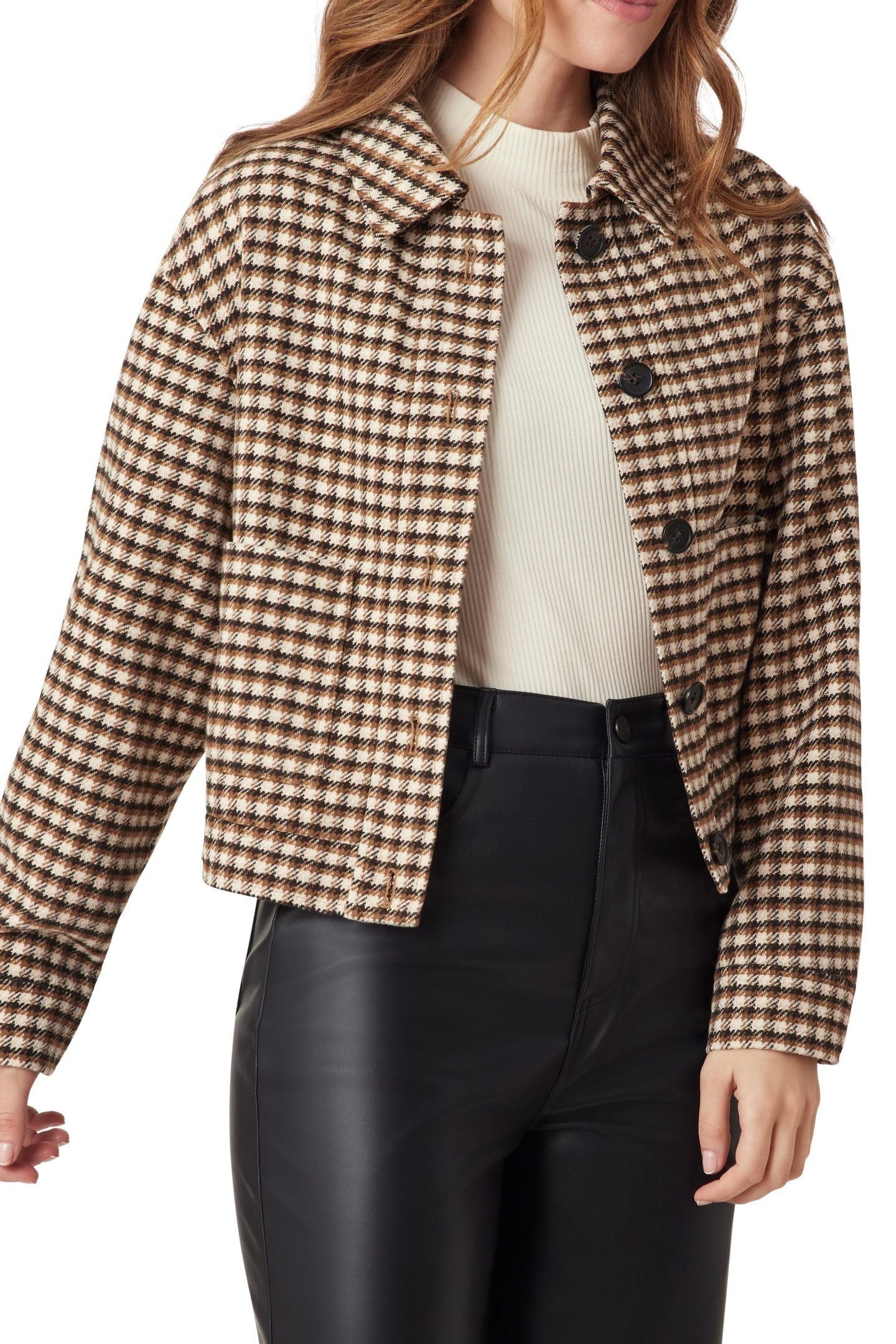 BOXY JACKET BROWN AND BEIGE TWEED WITH PRINTED LINING 2